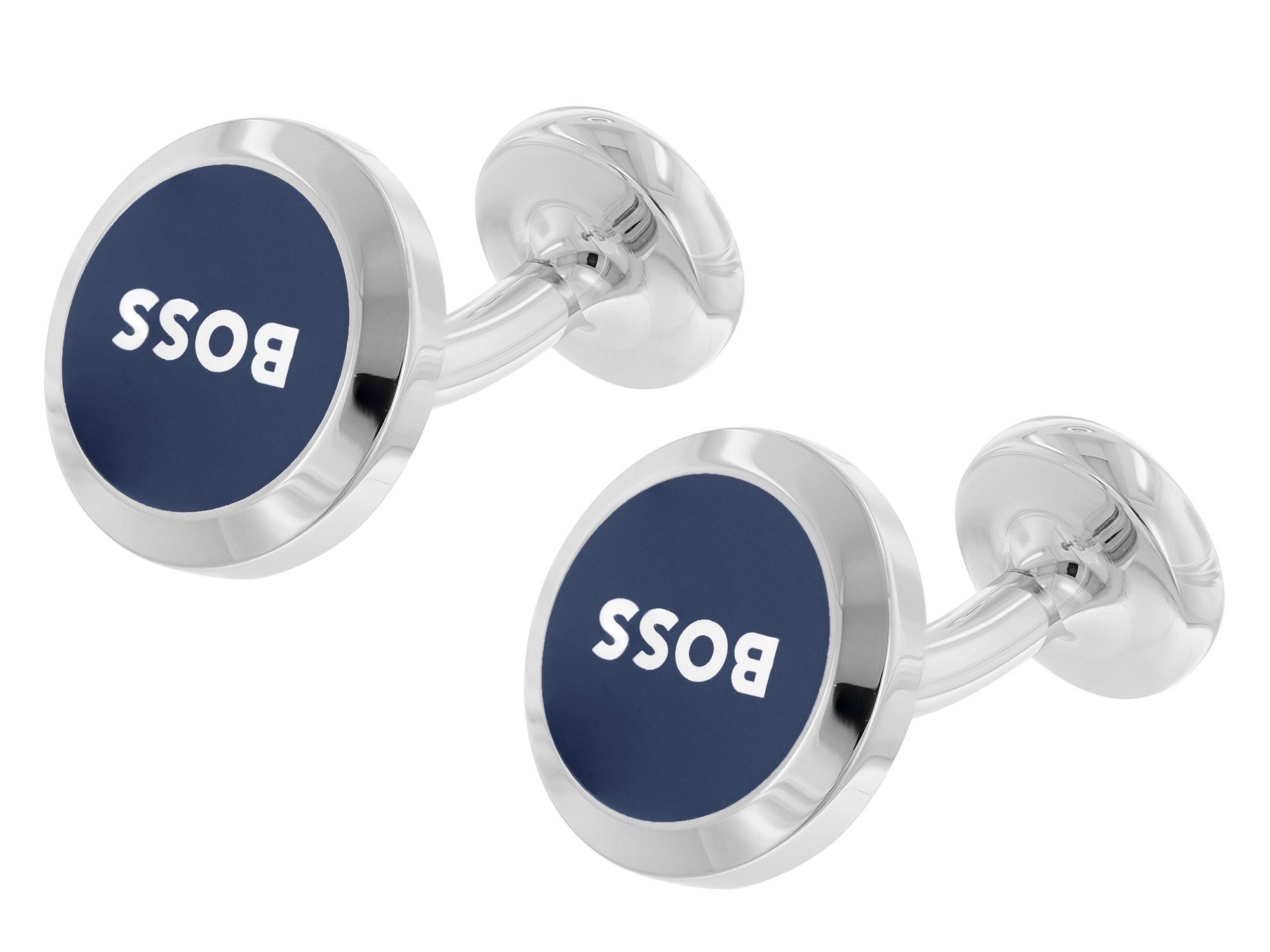 BOSS Manschettenknöpfe Blau/Silber B-Logoinsert-Cuf