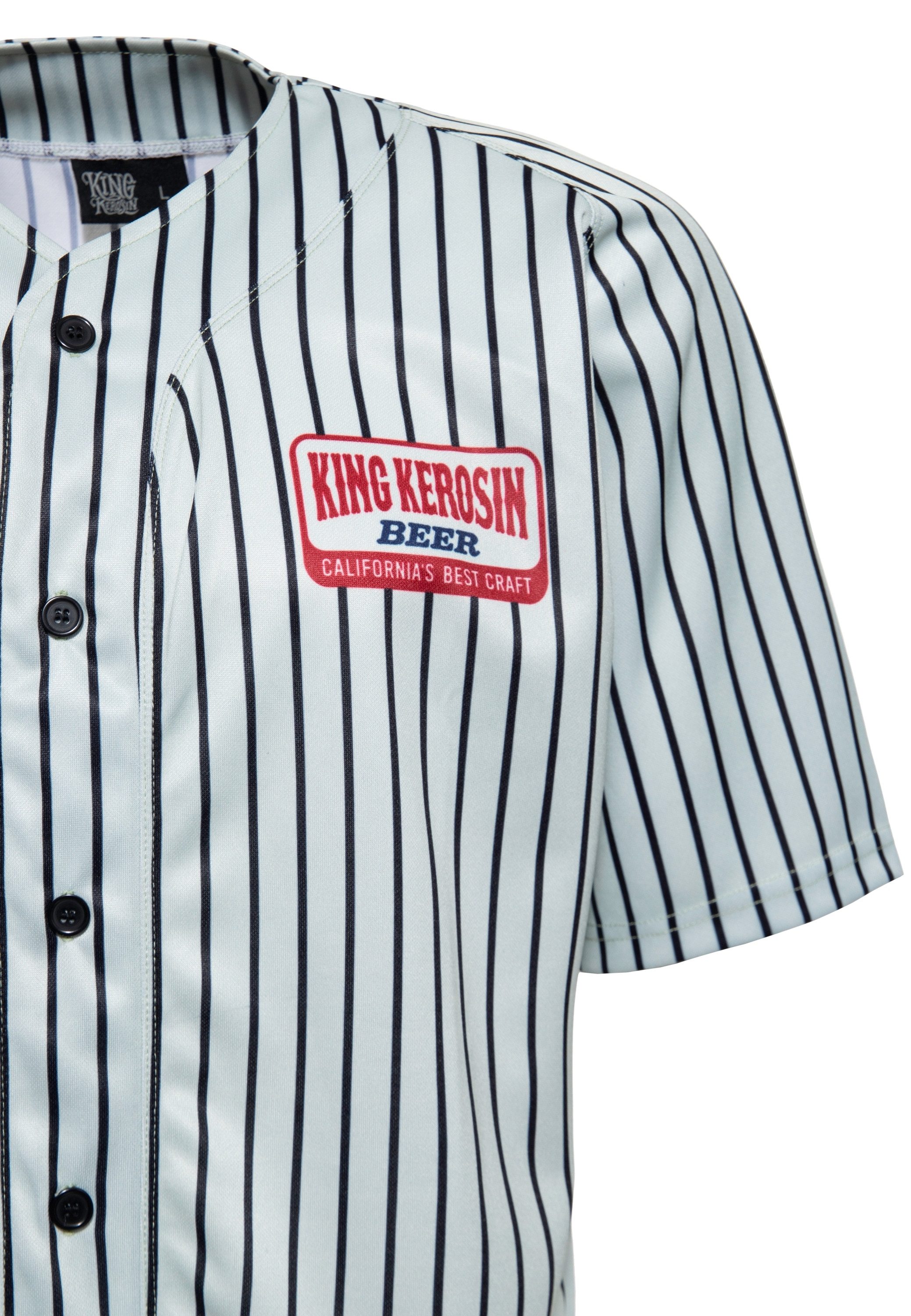 KingKerosin Kurzarmhemd King Kerosin Beer im Nadelstreifen-Optik