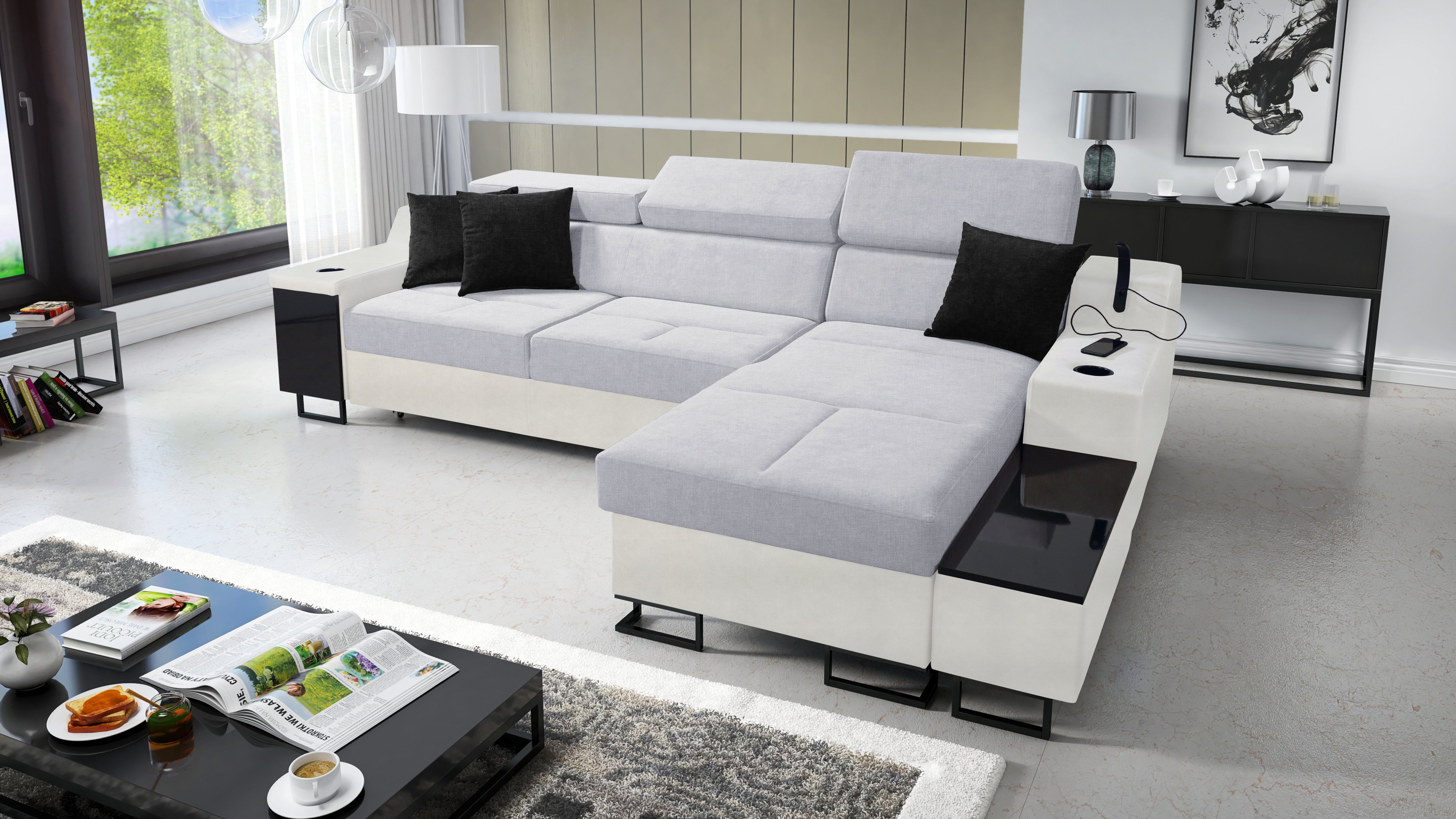 Best for Home Ecksofa Aria I Maxi: Schlaffunktion & Bettkasten für das Moderne Wohnzimmer SAWANA84+EKJI