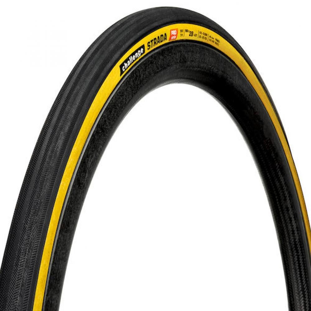 Challenge Fahrradreifen Challenge Road-Reifen Strada Pro Handmade Clincher 30-622 Schwarz/Brau