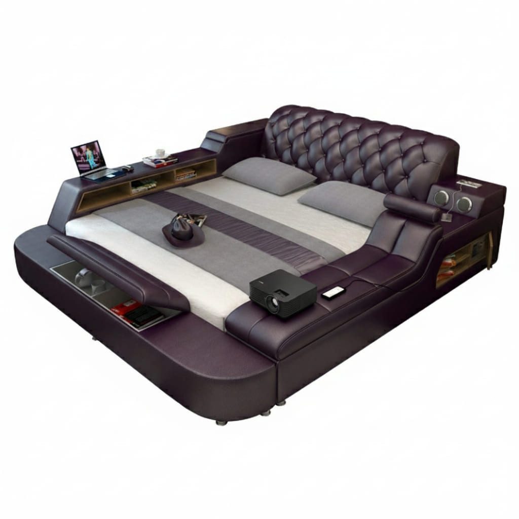 JVmoebel Multimediabett Multifunktionales Bett Moderner Stil Weiße Farbe Holzrahmen Weich (2-tlg)