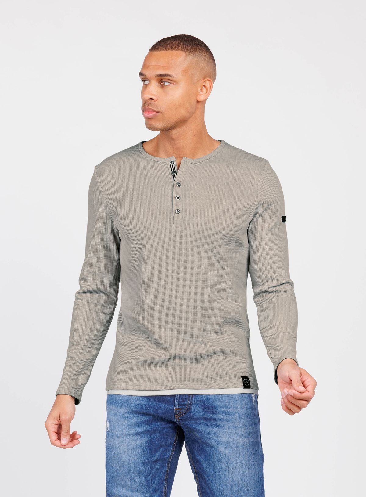 Key Largo Strickpullover Sandro für Herren double Layer Look einfarbig körperbetont MSW00161
