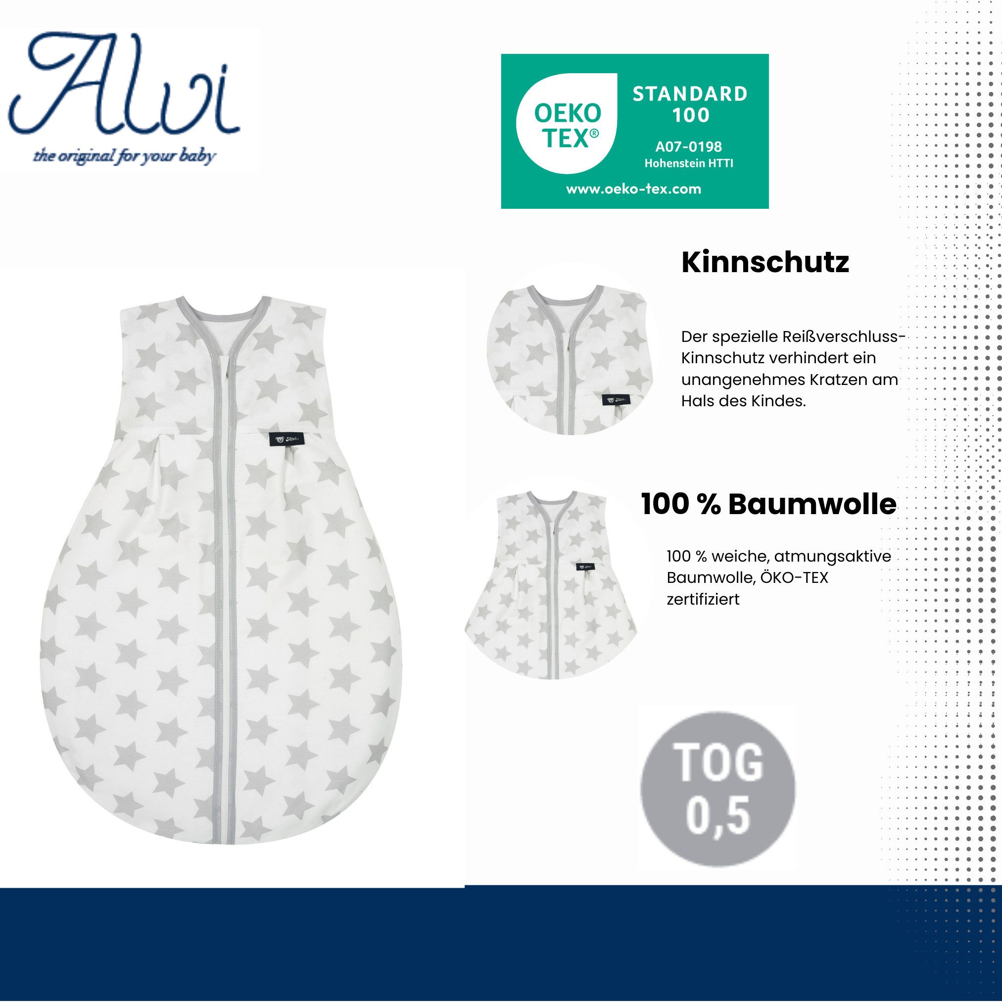 Alvi® Babyschlafsack Baby Kugelschlafsack Molton, Sommerschlafsack ärmellos, weicher Stoff aus 100% Baumwolle