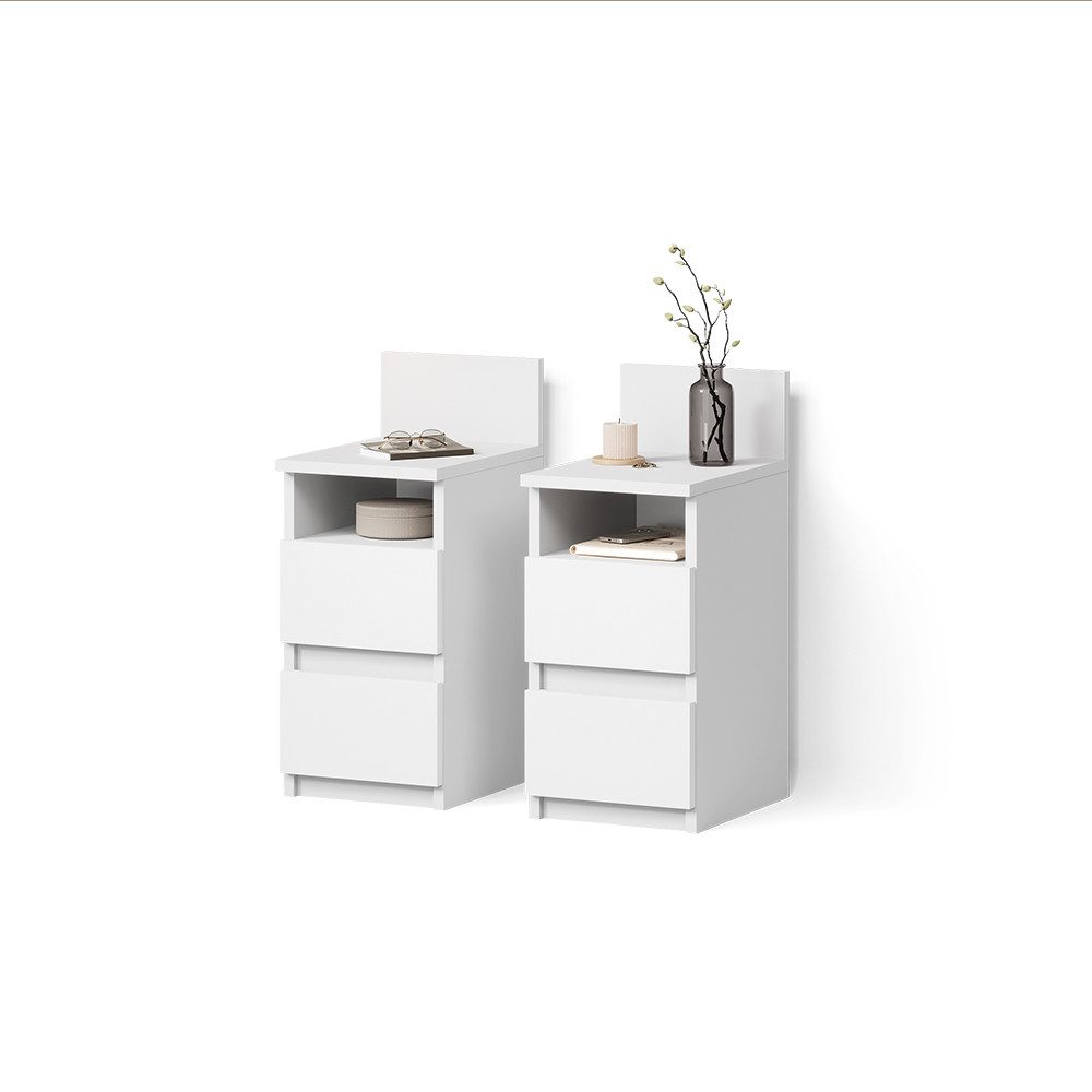 Livinity® Nachtschrank Roya, Weiß, 2-teilig (2-St)