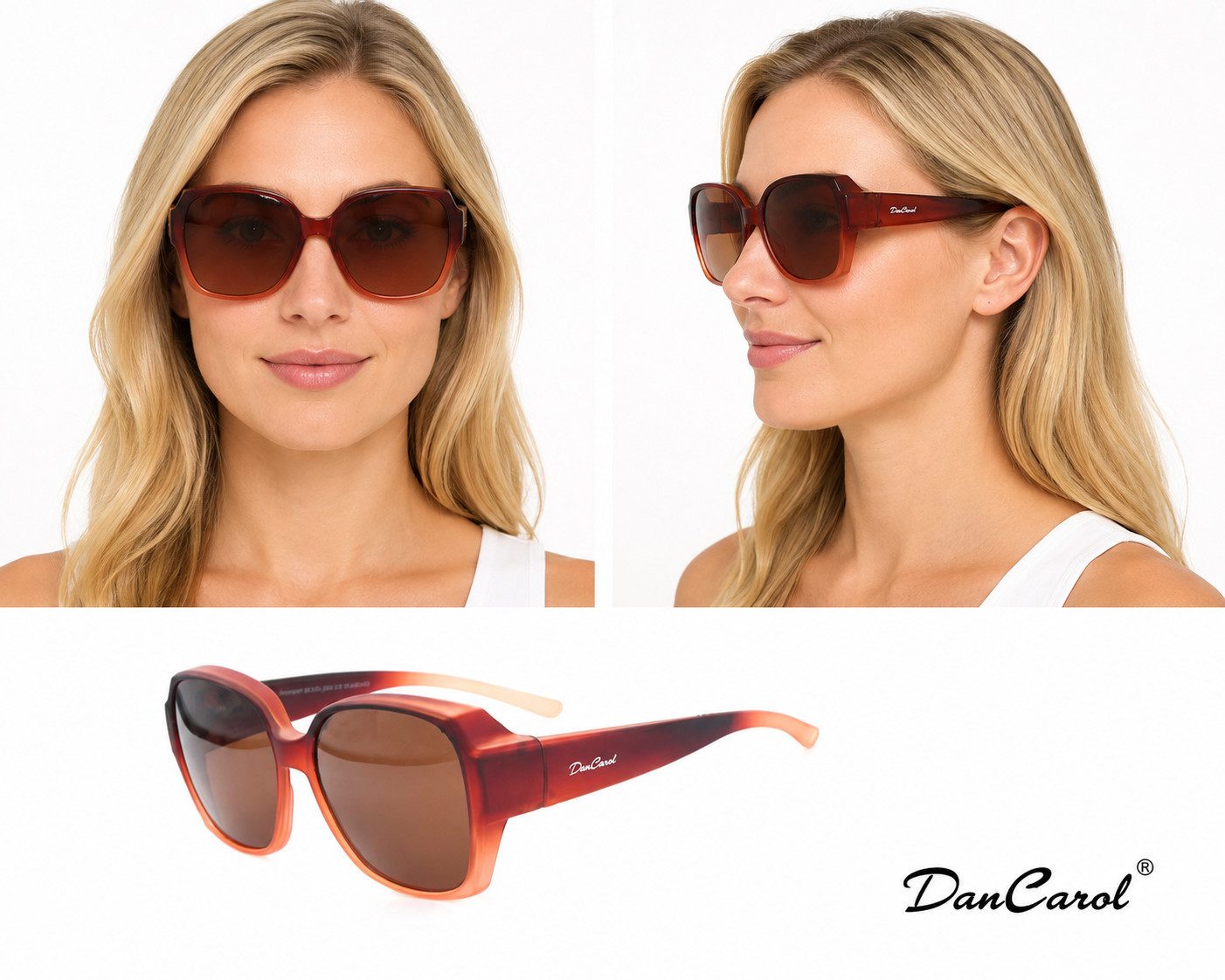DanCarol Sonnenbrille DC-POL-2063-C5-Braun-Überbrillen mit Polarisierte Gläser