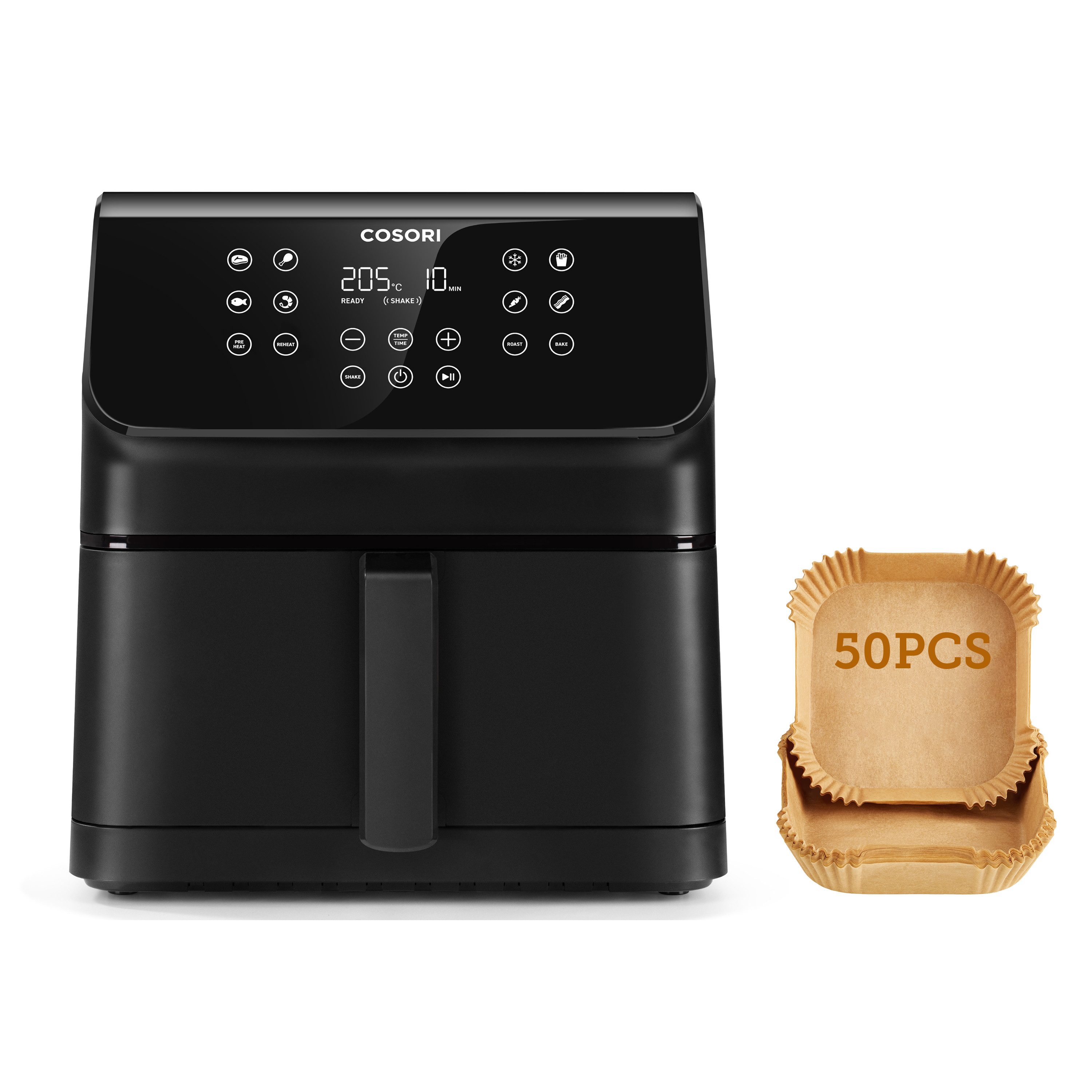 Heißluftfritteuse Premium II Chef Edition, 6.2 Liter, Airfryer, 50 Papiereinleger inkl.