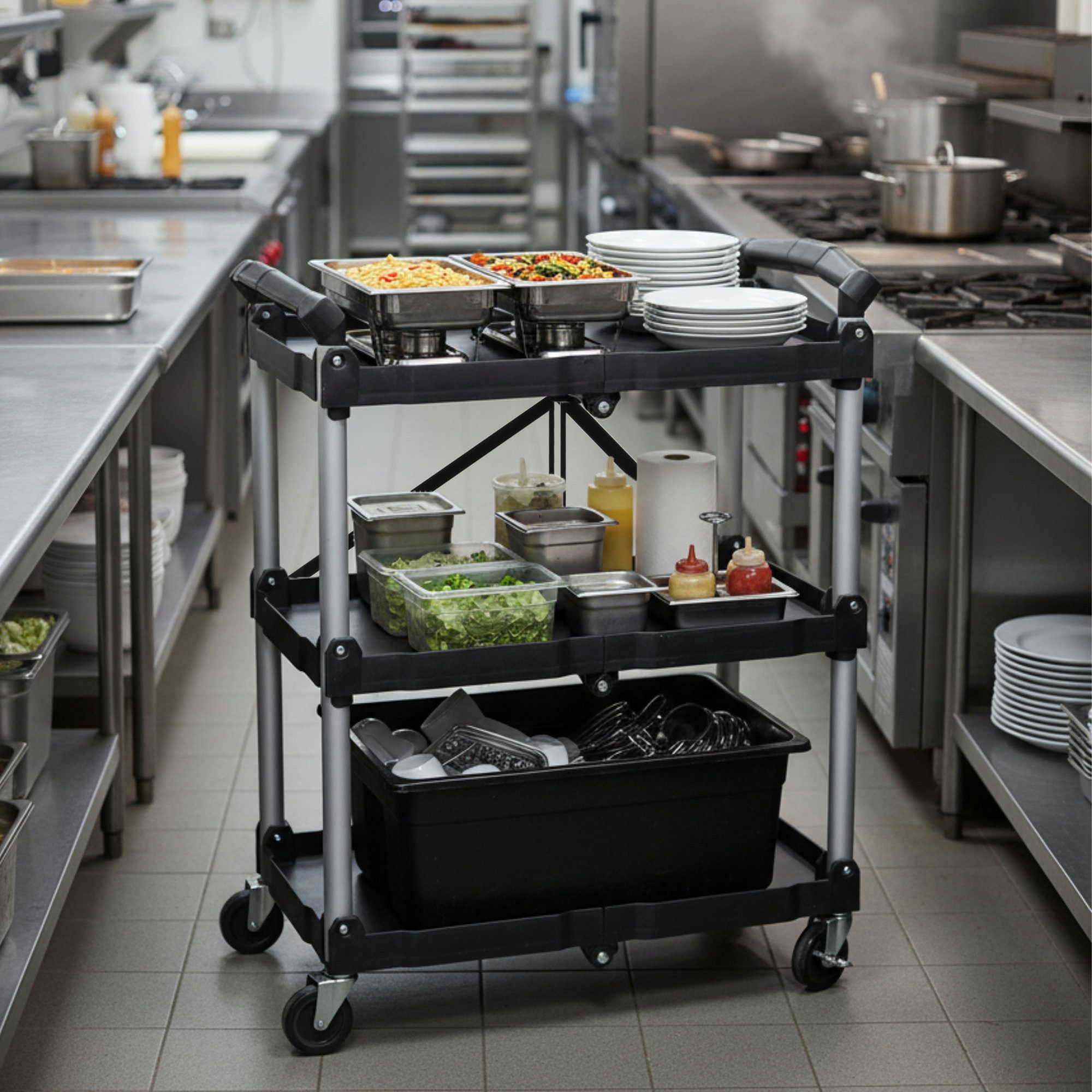 Mahlzeit Beistellwagen Faltbarer Servierwagen mit Rollen, günstig online kaufen