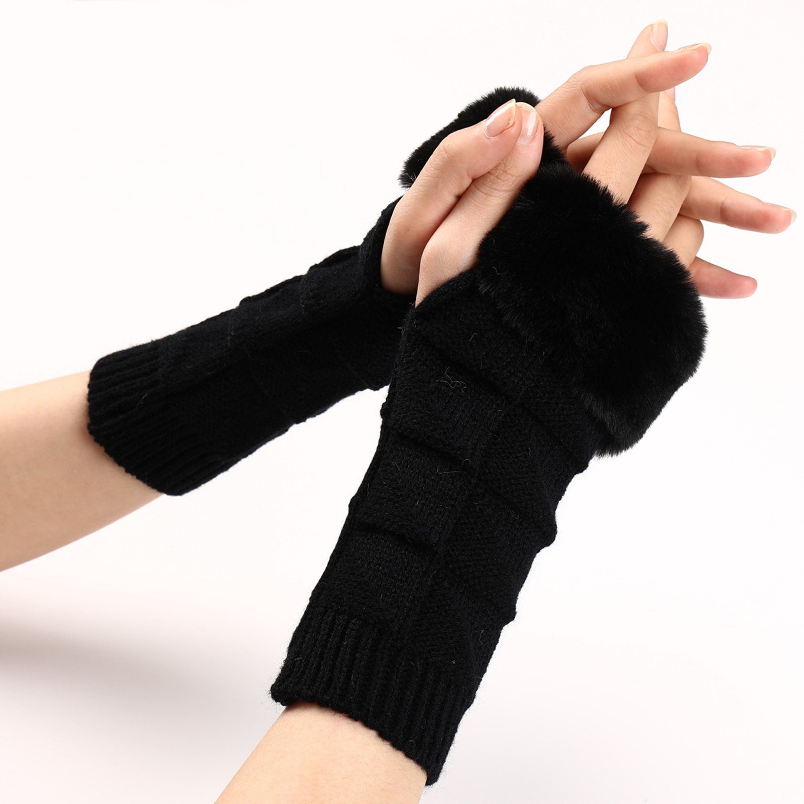 Rutaqian Strickhandschuhe 1 Strick Ohne Gestrickt, Handschuhe Einfarbig, Dreiecksmuster Für Finger, Weicher Mädchen Paar Handschuhe
