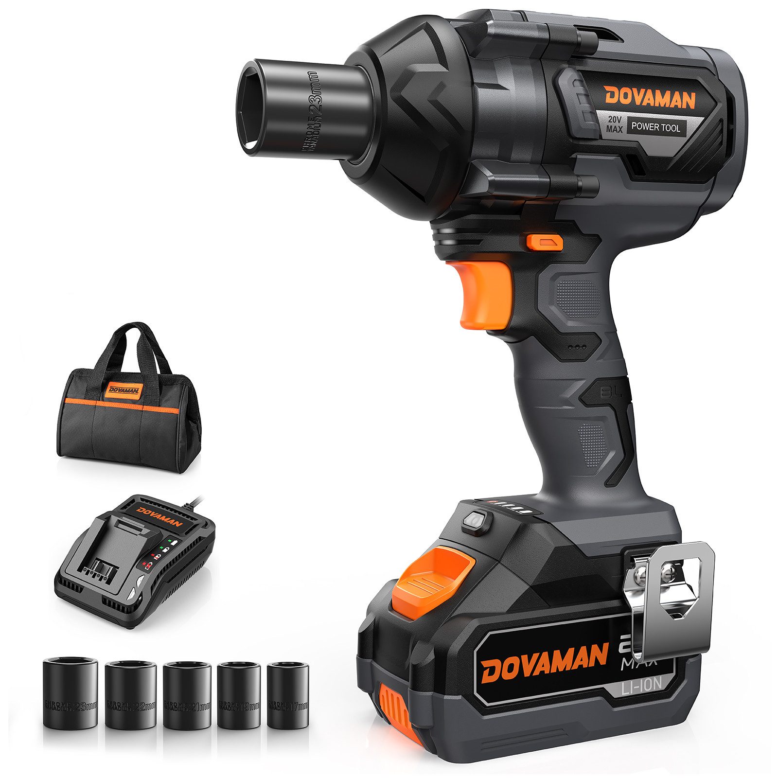 DOVAMAN Akku-Schlagschrauber 1200 Nm, 1/2'', 4,0Ah, 5 Stecknüssen & Schnell günstig online kaufen