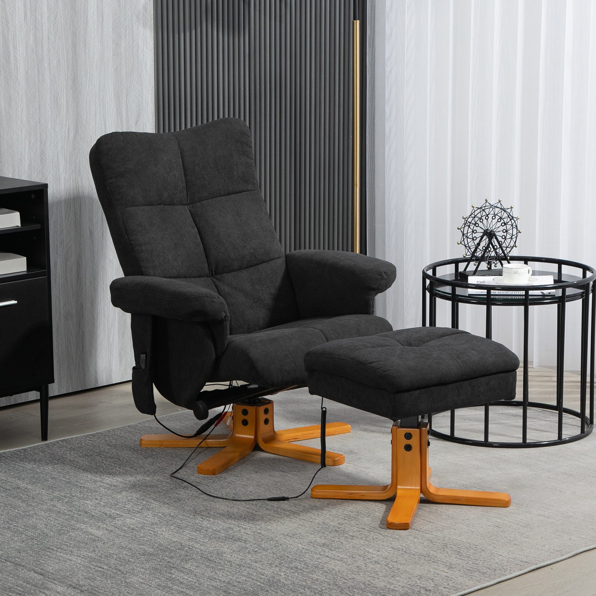 HOMCOM Massagesessel mit Fußhocker, Stauraum Relaxsessel mit Liegefunktion günstig online kaufen