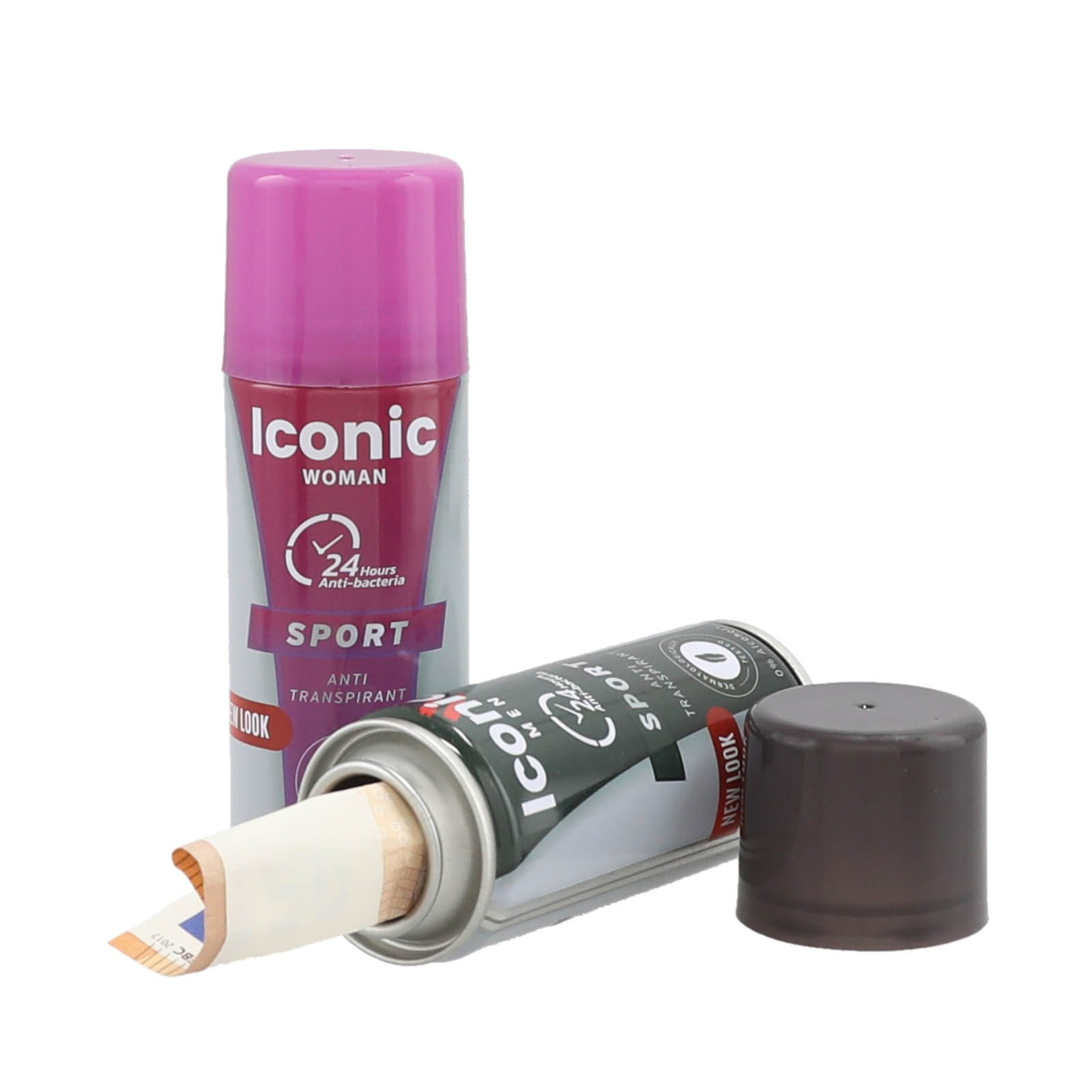 HAC24 Tresor Geldversteck Metall Deo Dose Geheimversteck Dosensafe Dosenversteck (2-St), Schwarz und Pink