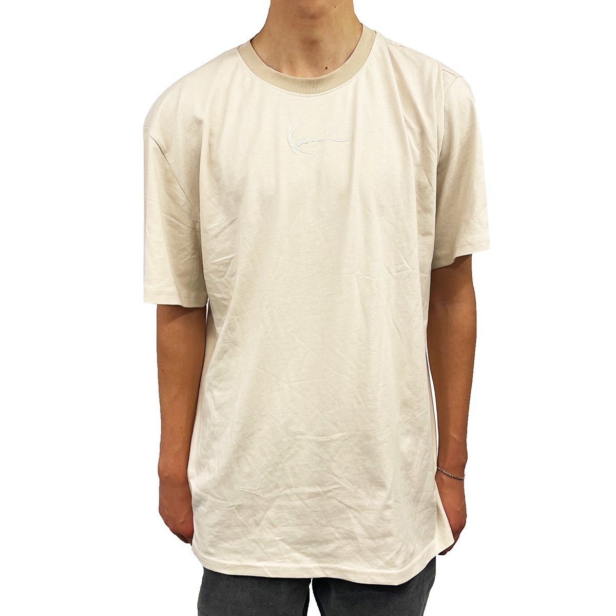 T-Shirt white/tau Karl Small Herren off Karl Metaverse Signature Block (1-tlg) Kani T-Shirt Kani
