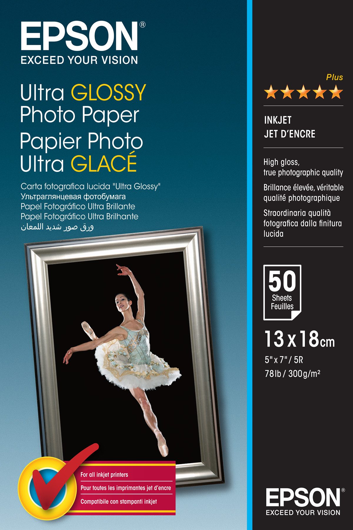 Epson Fotopapier ultraglänzend C13S41944 (13x18cm-50 Bla Tintenpatrone