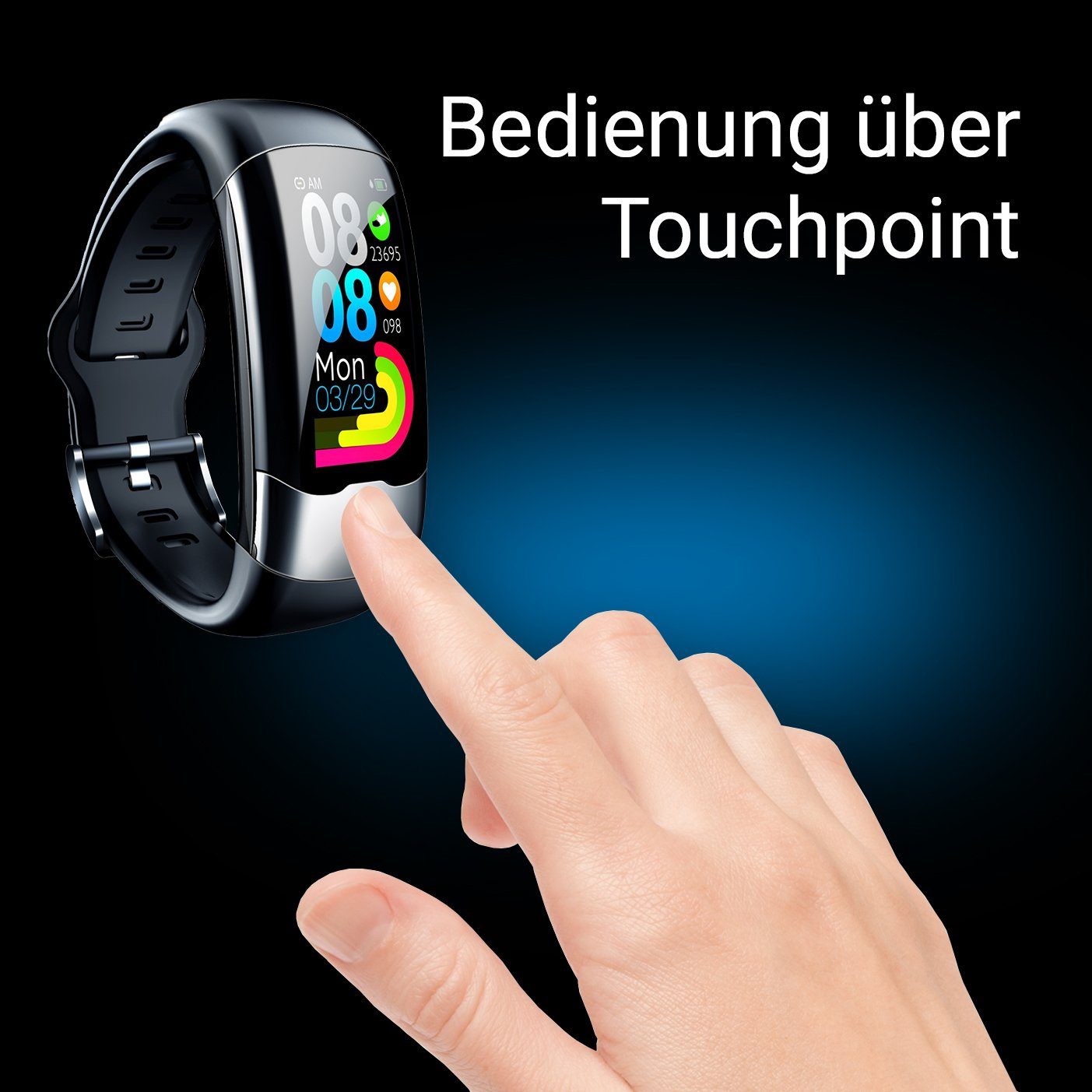 Xoro Fitness-Tracker SMW 10, Smart Watch, EKG, PPG, Herzfrequenz, Fitnessuhr (2.89 cm) Fitness‑Uhr, Fitness‑Uhr mit EKG‑Elektroden und App‑Anbindung, Ideal für tägliche Aktivitätskontrolle