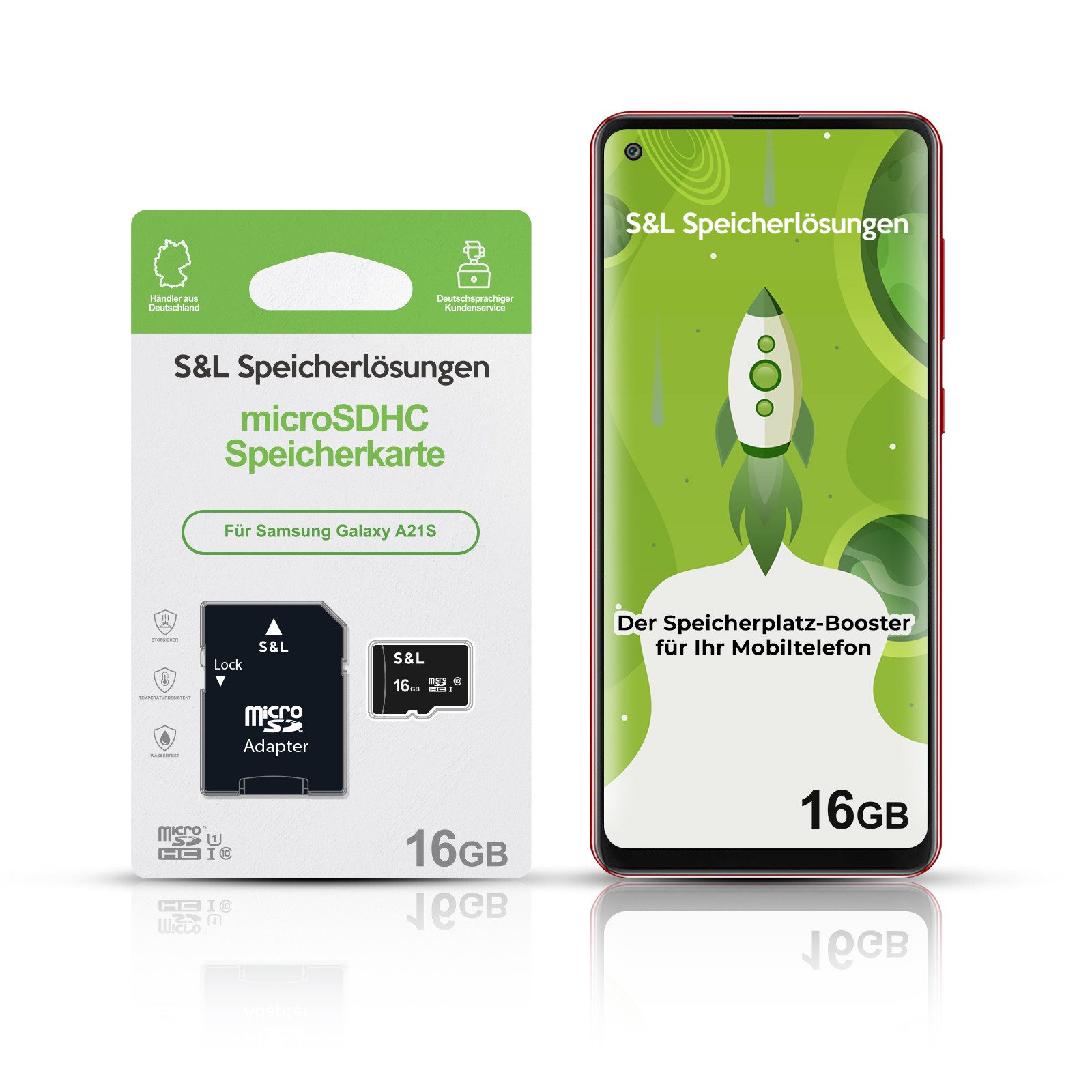 Tec-Expert microSD Karte S&L für Samsung Galaxy A21S Speicherkarte (16 GB, Class 10, microSDHC)