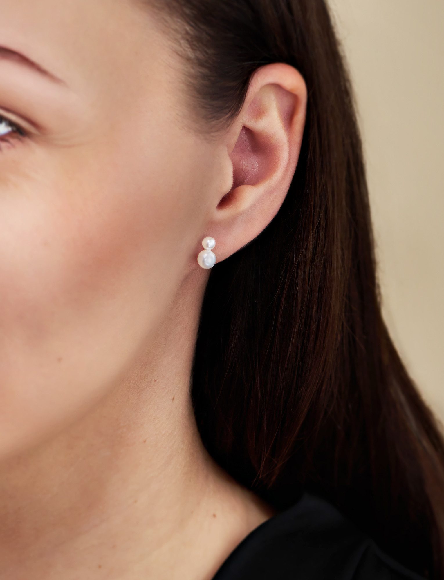 Schöner-SD Perlenohrringe Kleine Ohrstecker mit zwei Süßwasserperlen, Perlenohrstecker für Damen – Bild 3 von 5