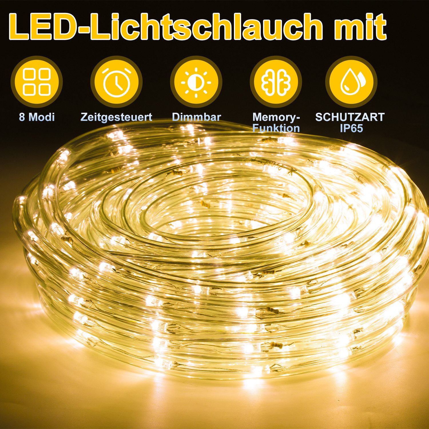 Clanmacy Lichterschlauch LED Lichtschlauch WarmWeiß Außen Lichterkette Part günstig online kaufen