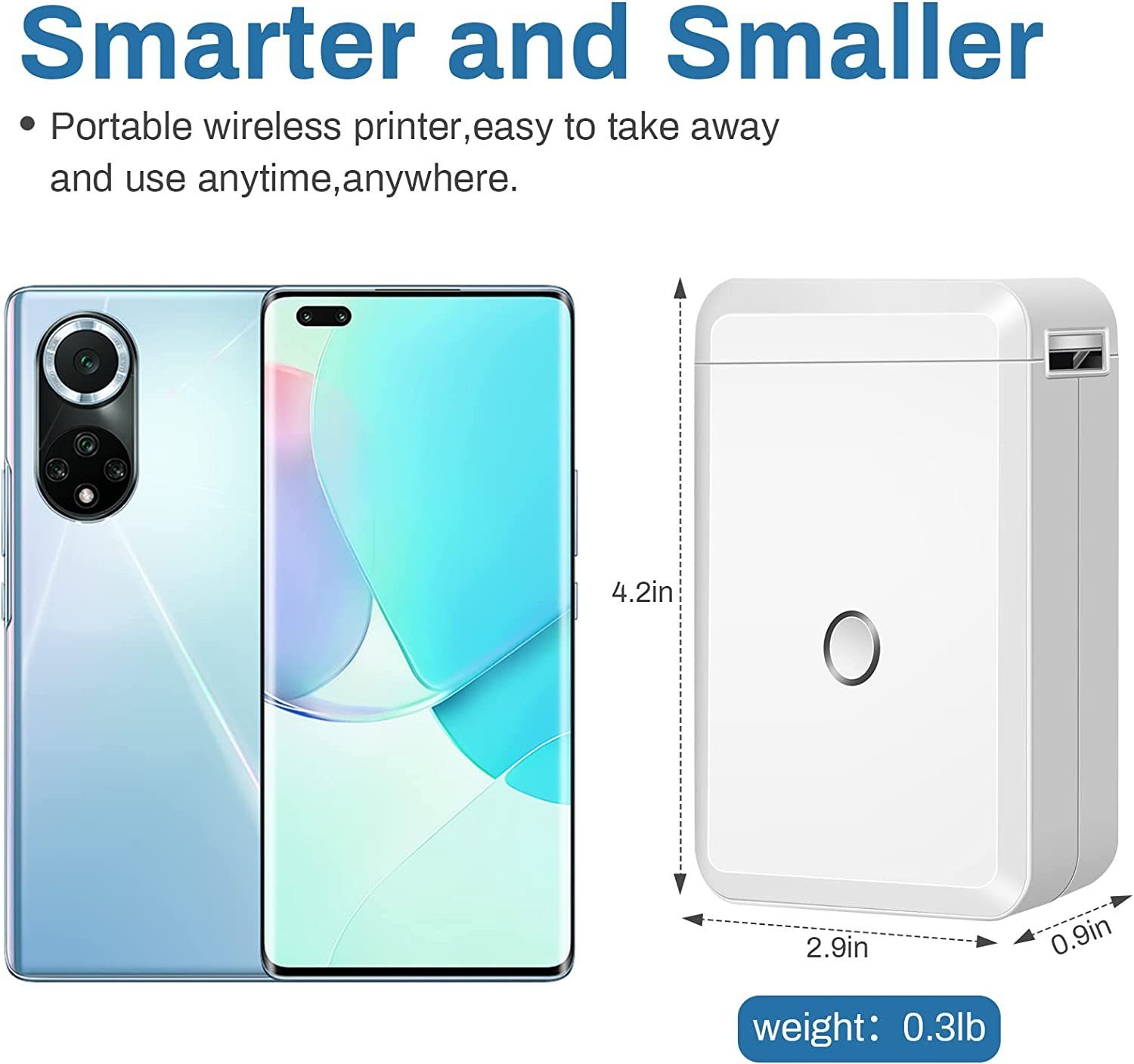 autolock Mini Bluetooth Beschriftungsgerät,Thermo Etikettiergerät Etikettendrucker, (Wireless Label Maker mit Druckrolle für iOS & Android)