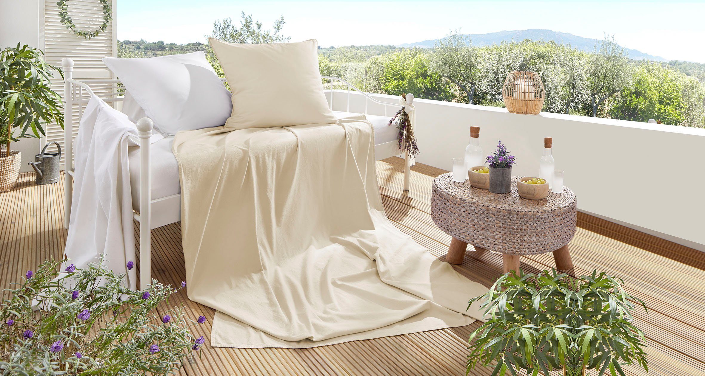 Primera Bettwäsche Summer-Set Stone-Washed, Kissenbezug + Tuch, Renforcé, 2 teilig, die perfekte Lösung für heiße Nächte