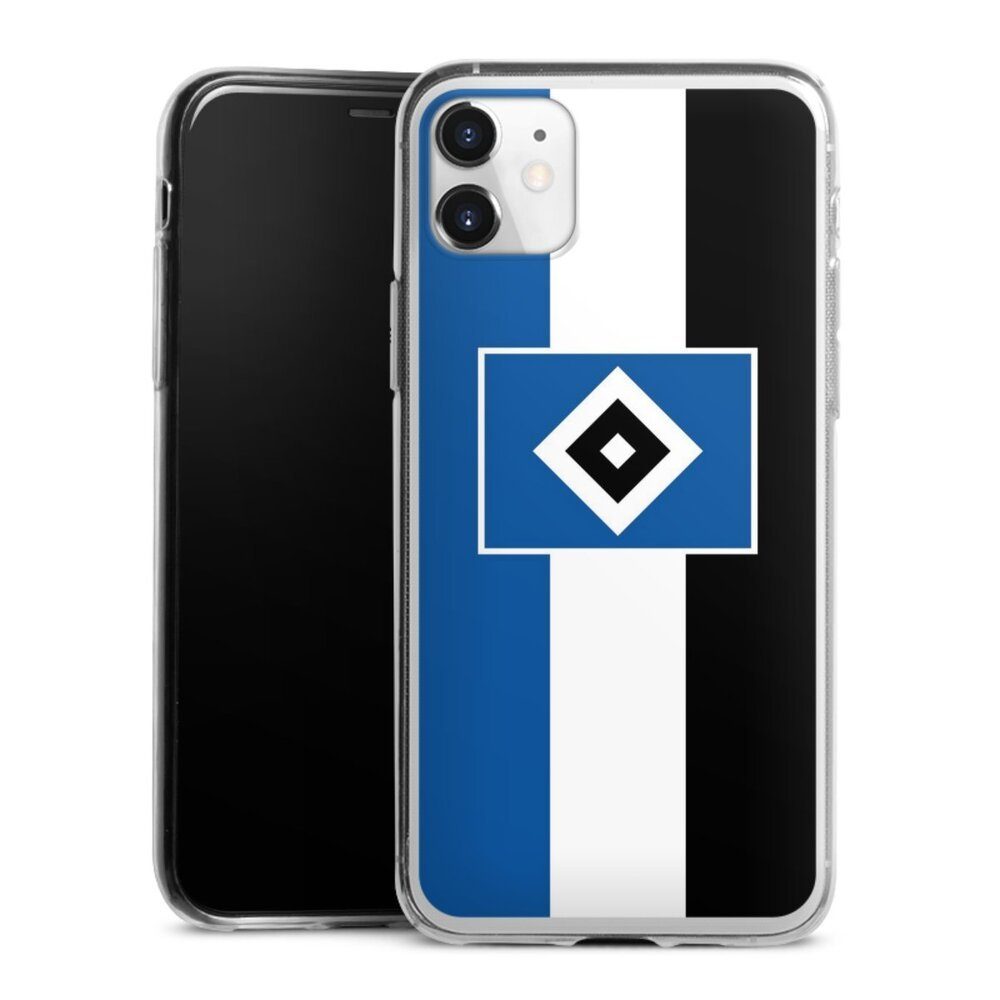 DeinDesign Handyhülle HSV Streifen Hamburger SV HSV Streifen - Blau-Weiß-Schwarz, Apple iPhone 11 Slim Case Silikon Hülle Ultra Dünn Schutzhülle