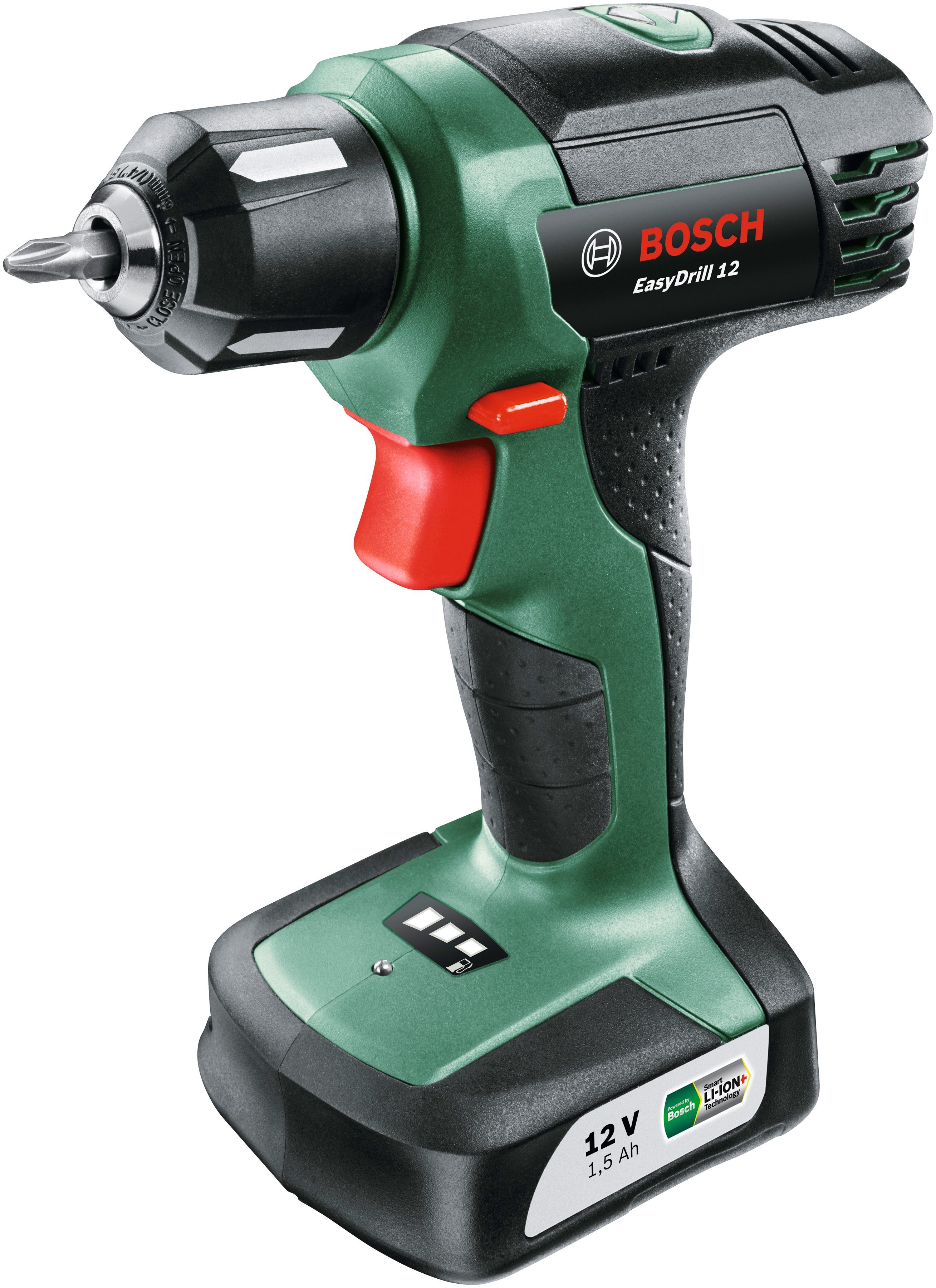 inkl. max. 700 Home & Garden Schrauberbit Bosch (Set), EasyDrill & 12, Ladegerät Akku, U/min, Akku-Bohrschrauber