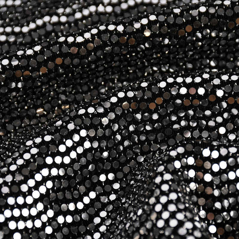 SCHÖNER LEBEN. Stoff Bekleidungsstoff Stretch Lurex Pailletten Glitzer schwarz silber 1,45m, mit Metallic-Effekt