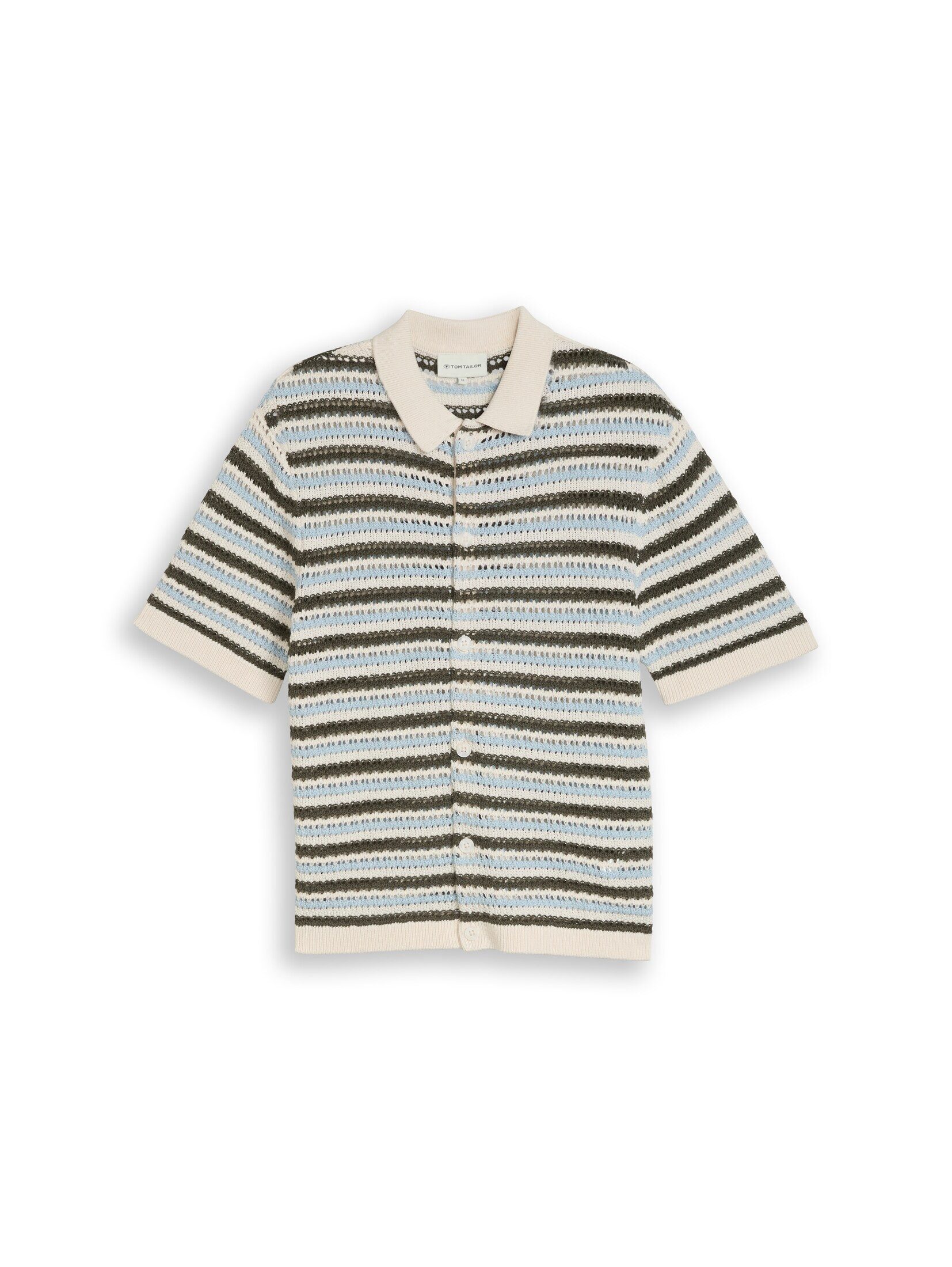 TOM TAILOR Kurzarmhemd Pullover & Strickjacken Strick-Poloshirt mit Streifenmuster