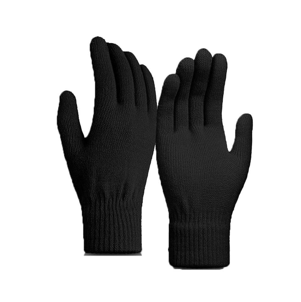 herémood Strickhandschuhe Premium Winterhandschuhe Schwarz Thermofutter Windschutz Unisex Warm (Exklusive Thermo Winterhandschuhe – Unisex Acryl schwarz, 2-St., Windschutz, Thermofutter & atmungsaktive Strickqualität) Hochwertig, robust & warm – stilvolle Premium Winterhandschuhe