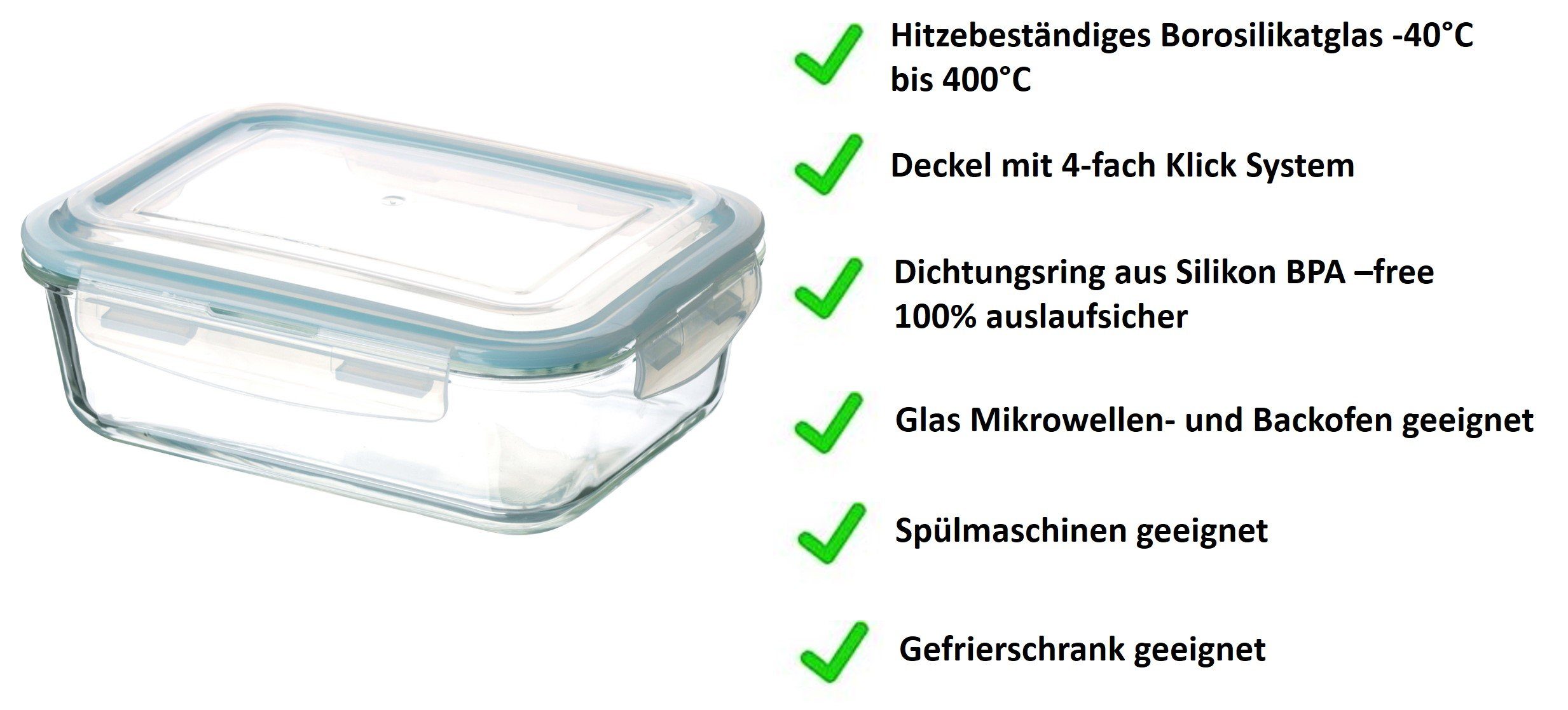 1000ml Glas 20x15x7cm Frischhaltedose aus Hermetic Frischhaltedose - Emilja