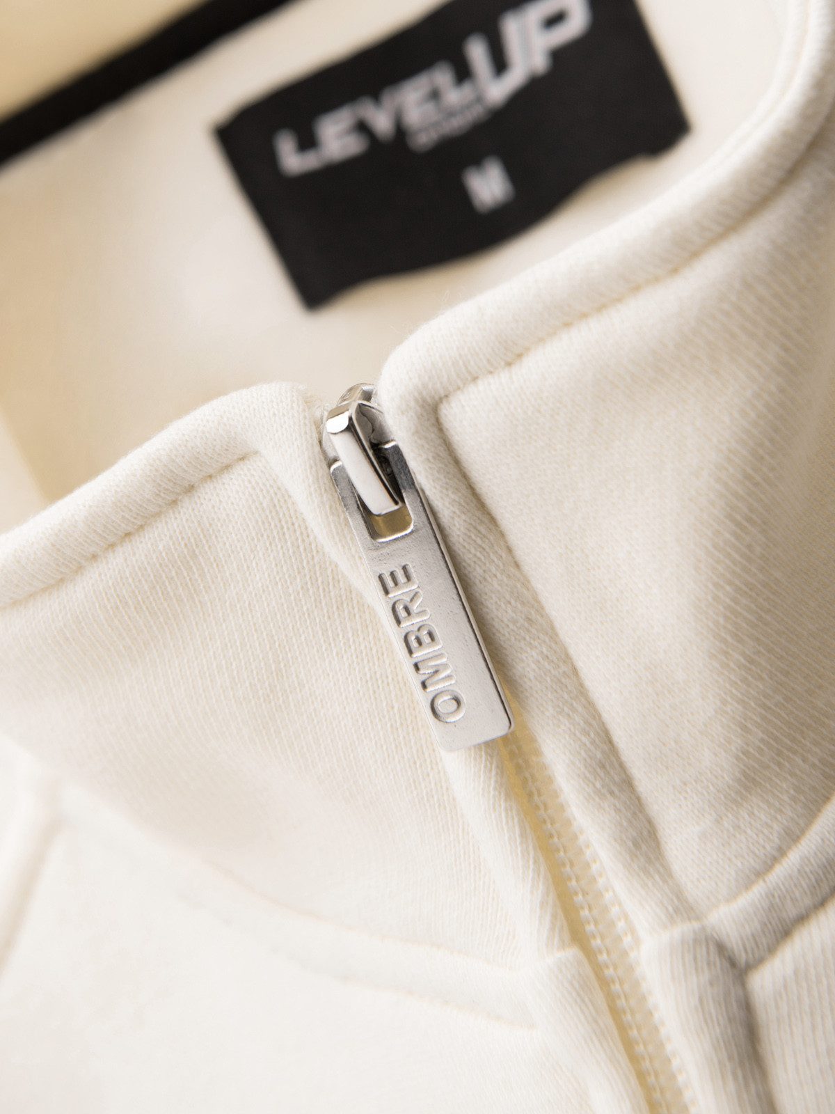 Sweatshirt Herren Sweatshirt mit Reißverschluss und Stehkragen Creme S