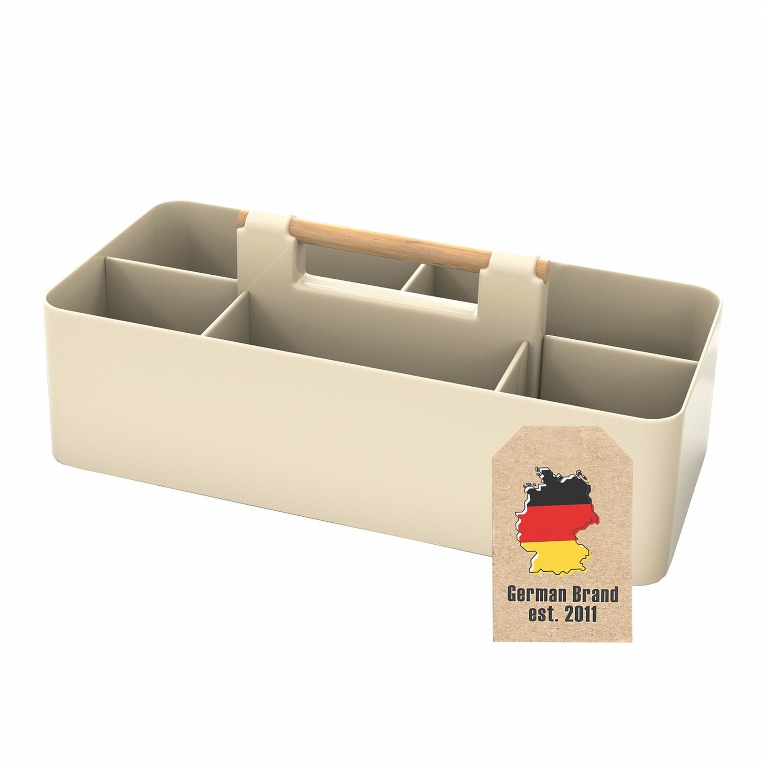 Intirilife Make-Up Organizer, Make Up Organizer in Khaki - Beauty Kosmetik, 1-tlg., Aufbewahrungsbox mit 5 Fächern Schreibtisch Organizer Küchenutensilien