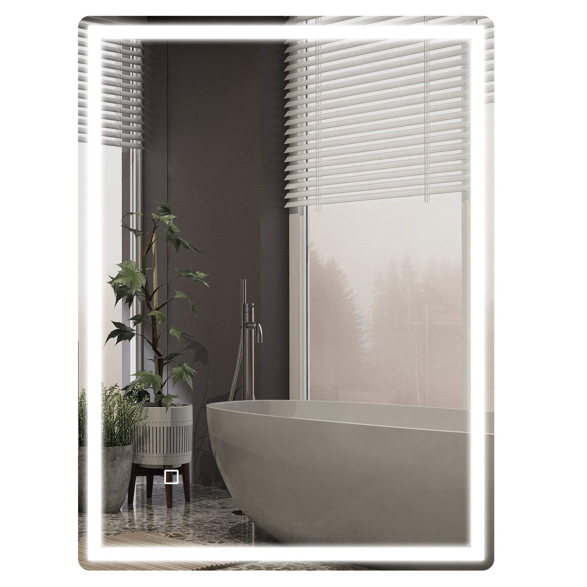 HOMCOM Badspiegel Dimmbar Badezimmerspiege mit Touchschalter (Wandspiegel, 1-St., WC Spiegel), Silber 80 x 60 x 4 cm