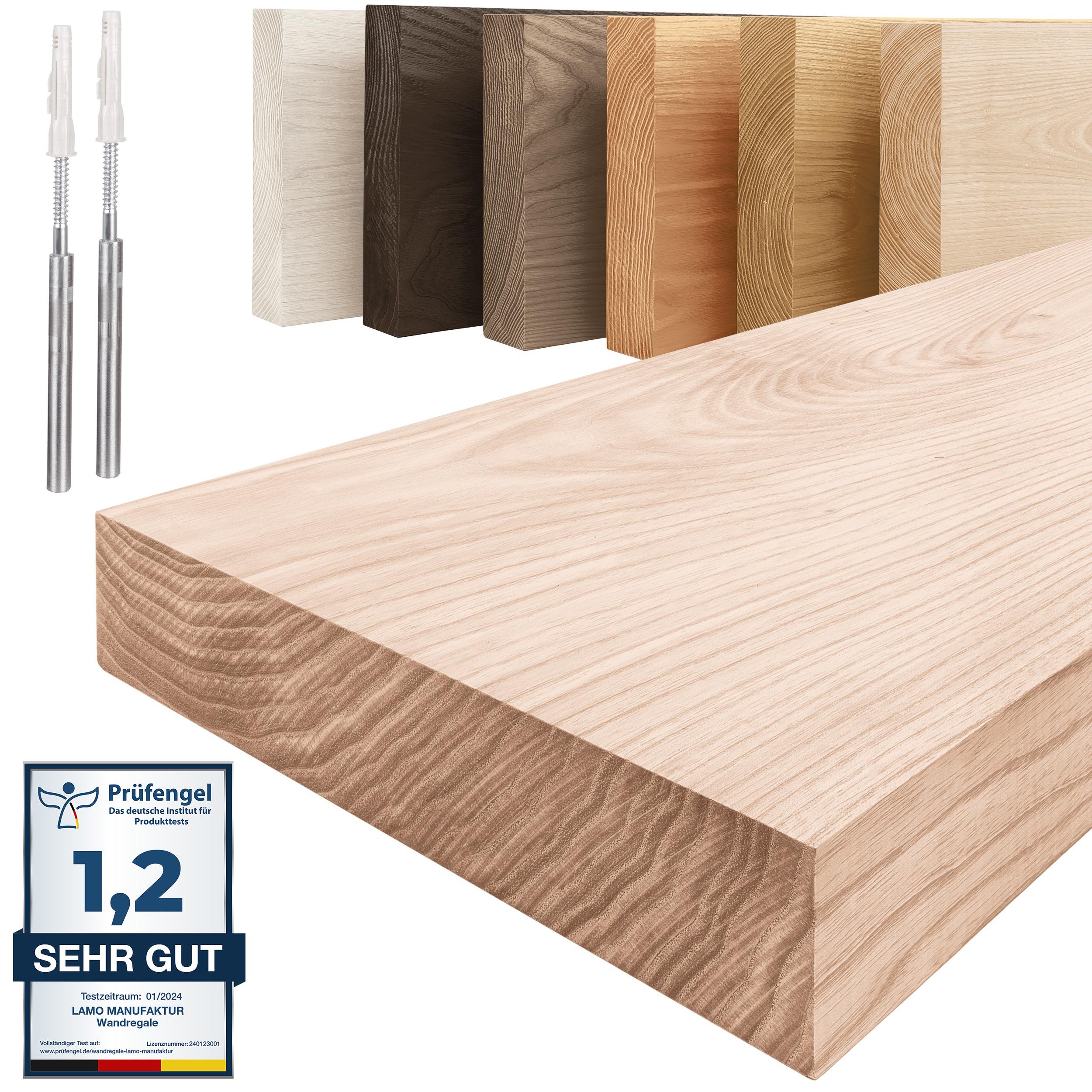 LAMO Manufaktur Wandregal Holz Gerade, Regal Farbe: Roh, Invisible: Schwebe günstig online kaufen