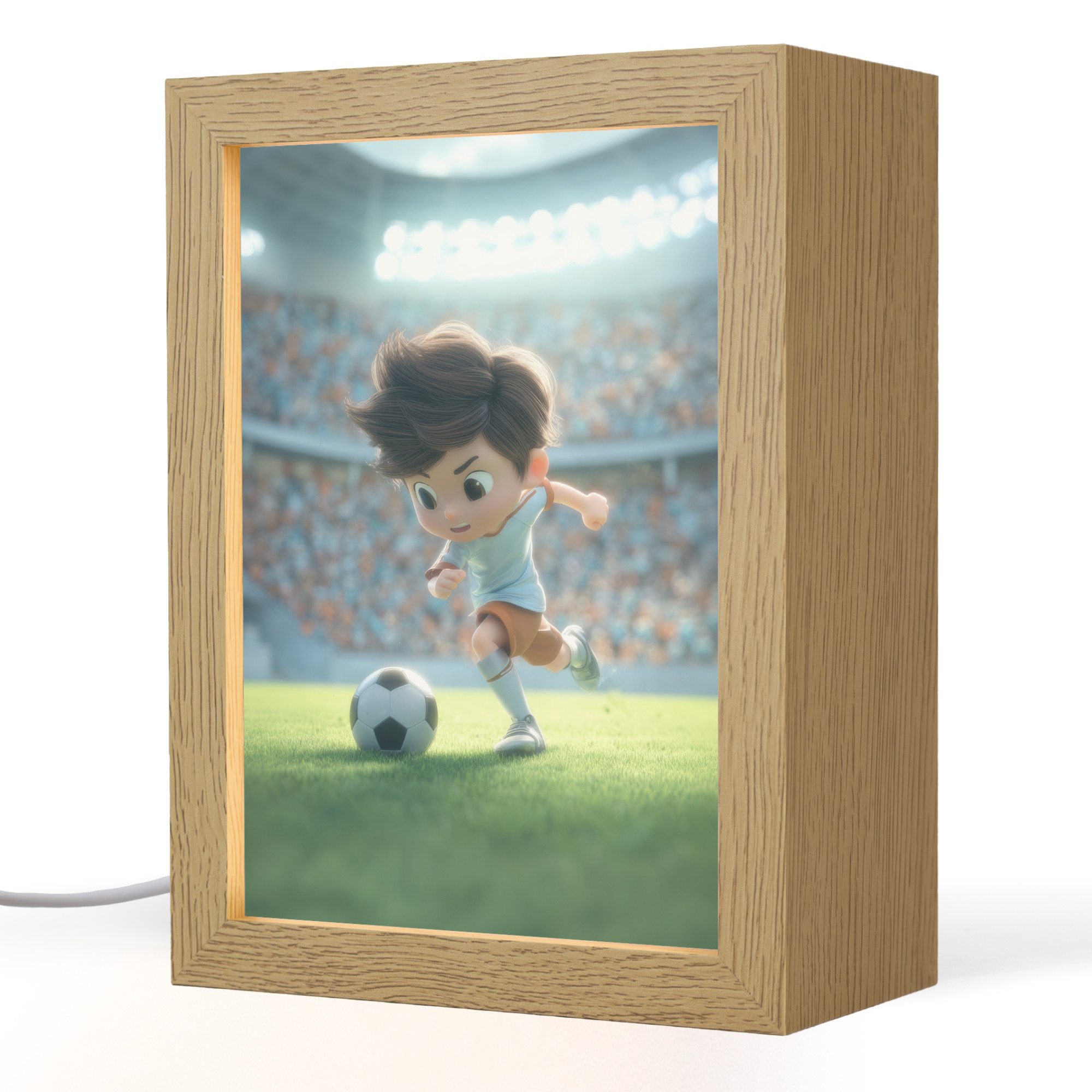 OnlyWow Nachttischlampe Lightbox Fußball - Junge - Stadion - Jungen, Dimmbar, Farbwechsel, LED, Warmweiß, Kaltweiß, Neutralweiß Einstellbar, Kinderzimmer, Babyzimmer, Dimmbar, mit Kabel, Nachtlampe, LED