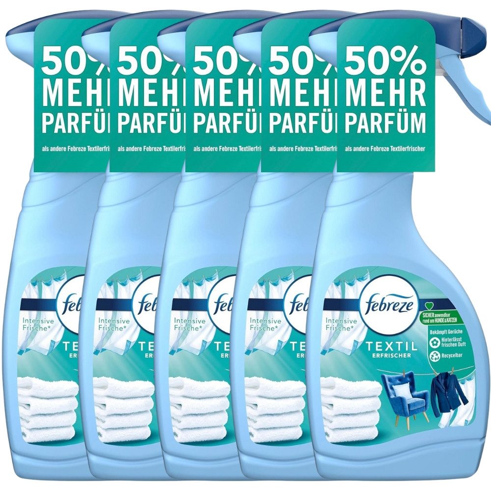 Febreze Textilerfrischer Intensive Frische & 50 % mehr Duft-Power (5 x 500ml, 5-St)