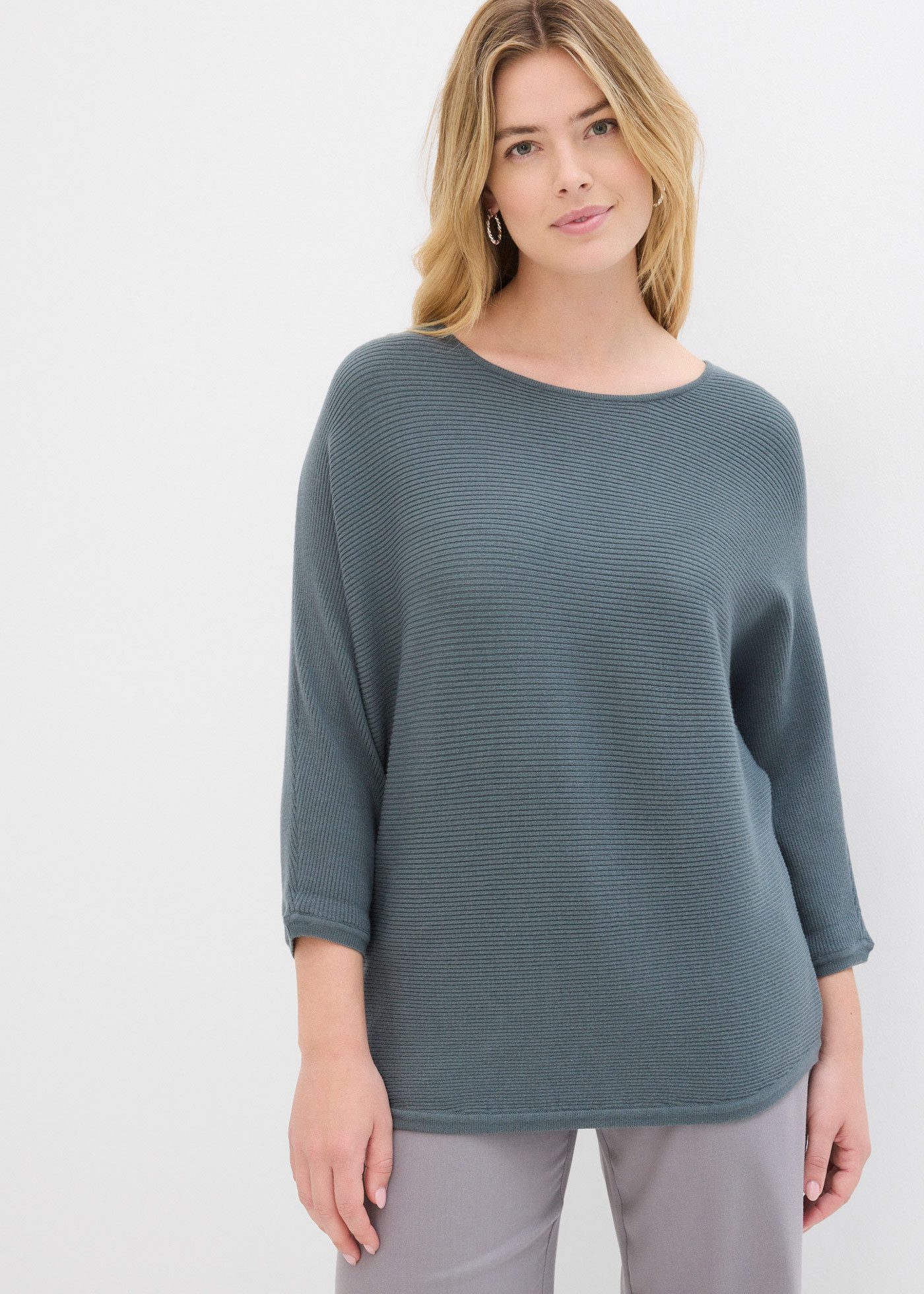bonprix Strickpullover (1-tlg) aus Viskose, mit Rippstruktur, halber Fleder günstig online kaufen