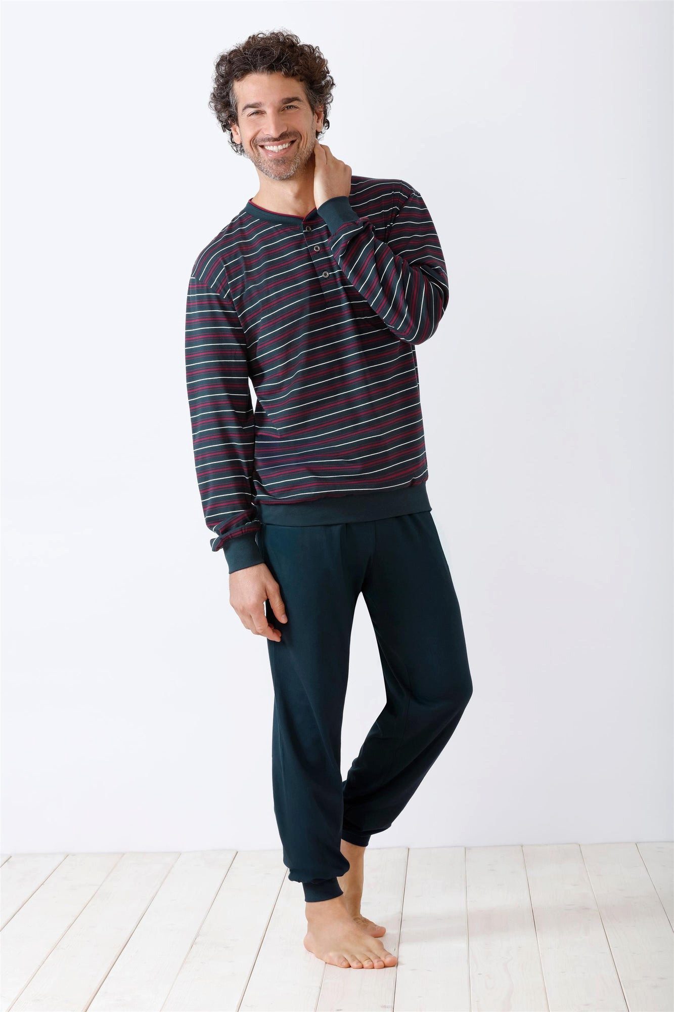 Hajo Schlafanzug Herren Schlafanzug mit Bündchen Klima Komfort® DAS ORIGINAL Single Jer