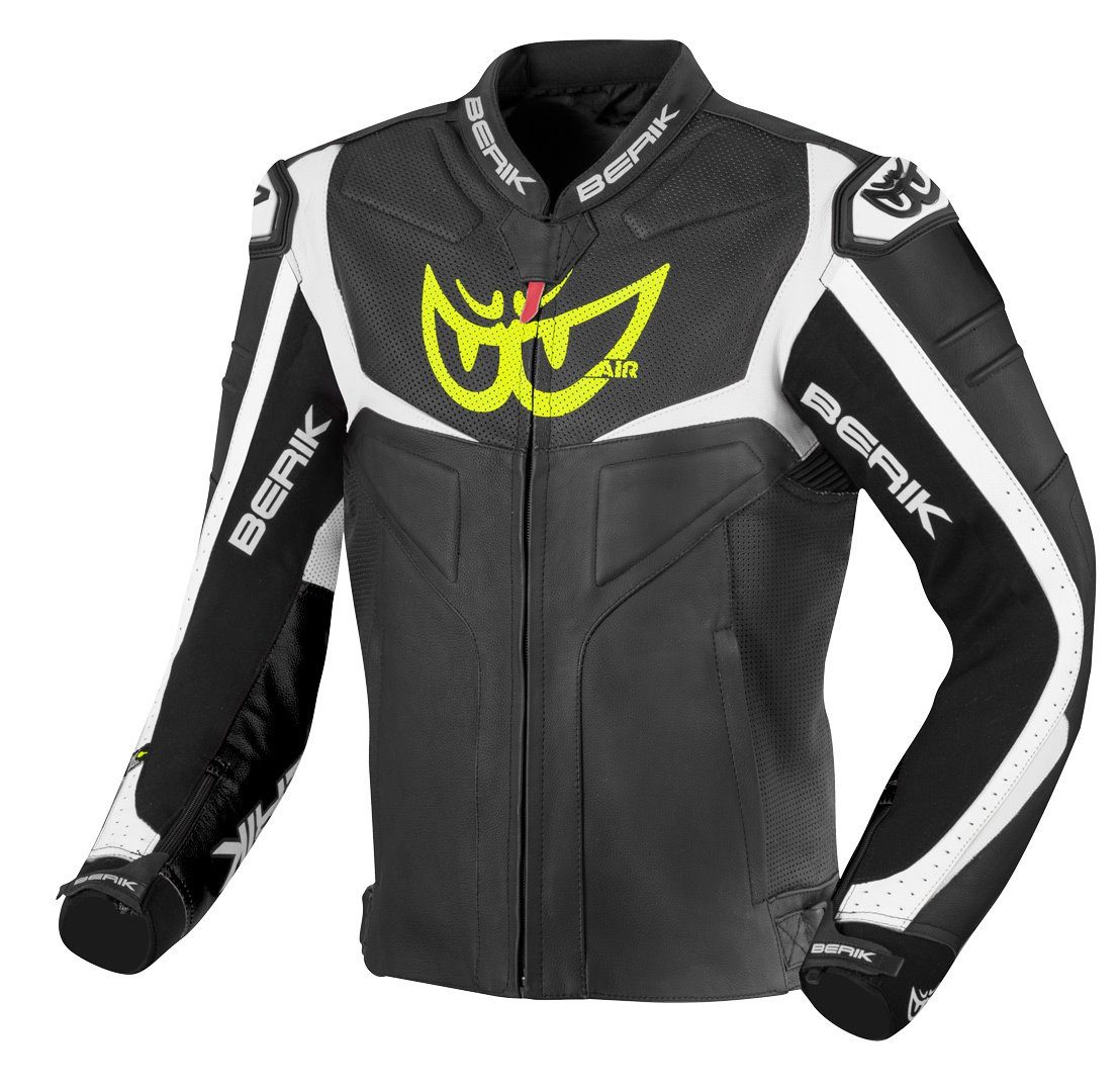 Berik Motorradjacke Wild Chase Motorrad Lederjacke Black/White