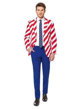 Opposuits Partyanzug United Stripes, Auffälliger Anzug in Farbe und Design der USA-Flagge