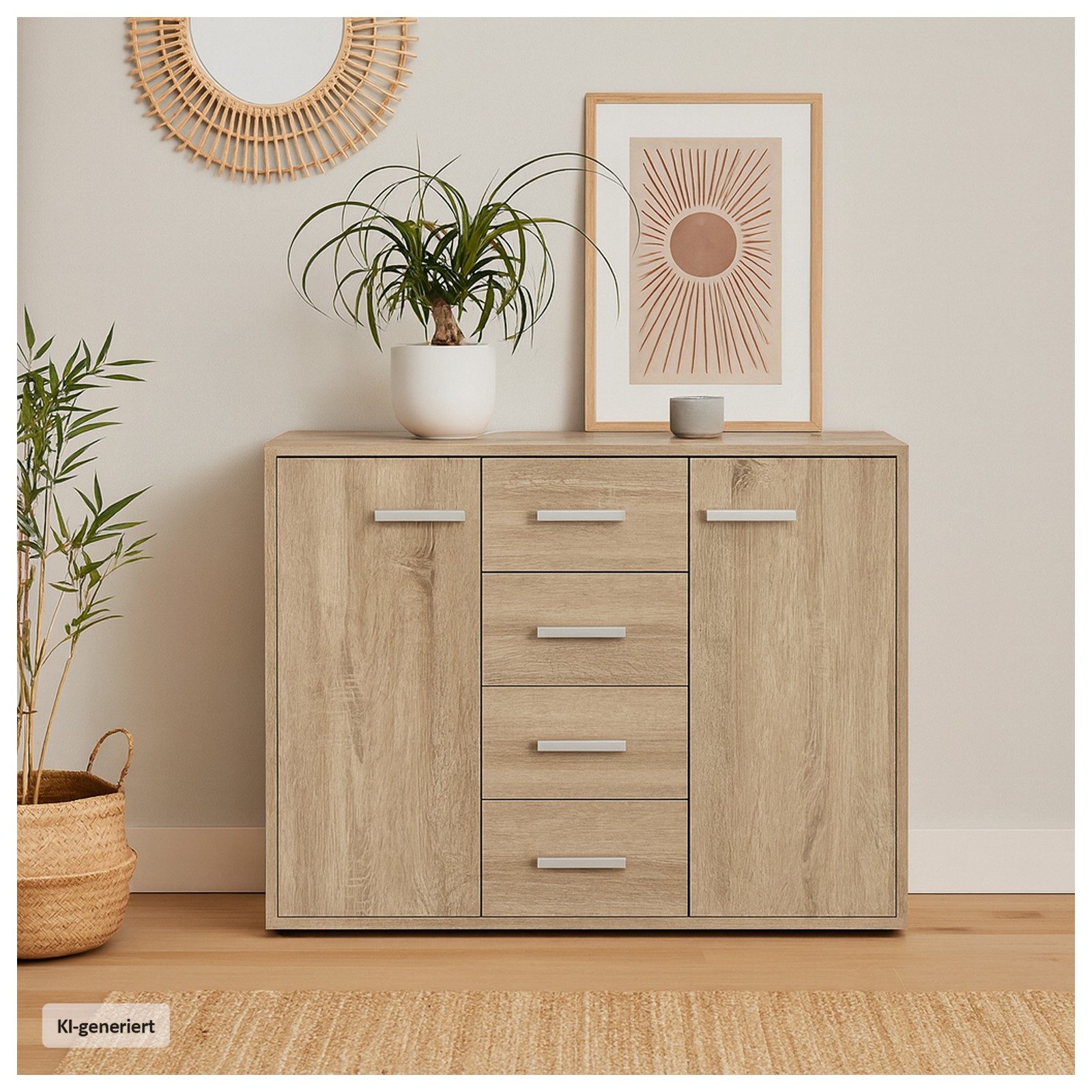 HTI-Line Kommode Kommode Nina mit 4 Schubladen (Stück, 1 St., 1 Kommode), Anrichte Sideboard Schrank