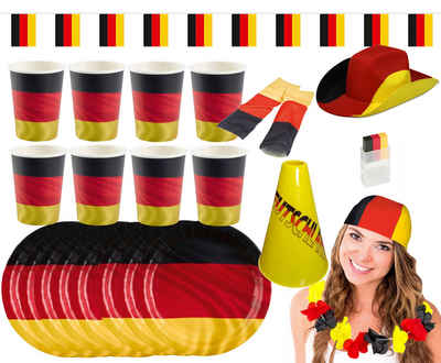 Amscan Einweggeschirr-Set Großes Deutschland Fan-Set (24-tlg)