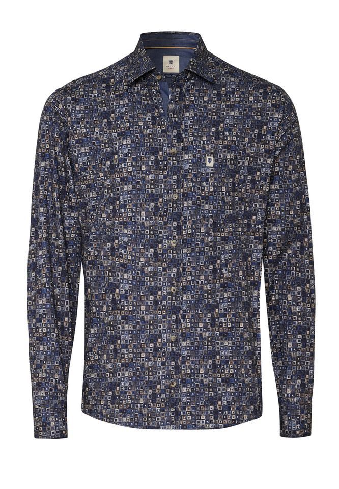 Langarmhemd – Regular Fit – Business- & Casual Hemd mit Print