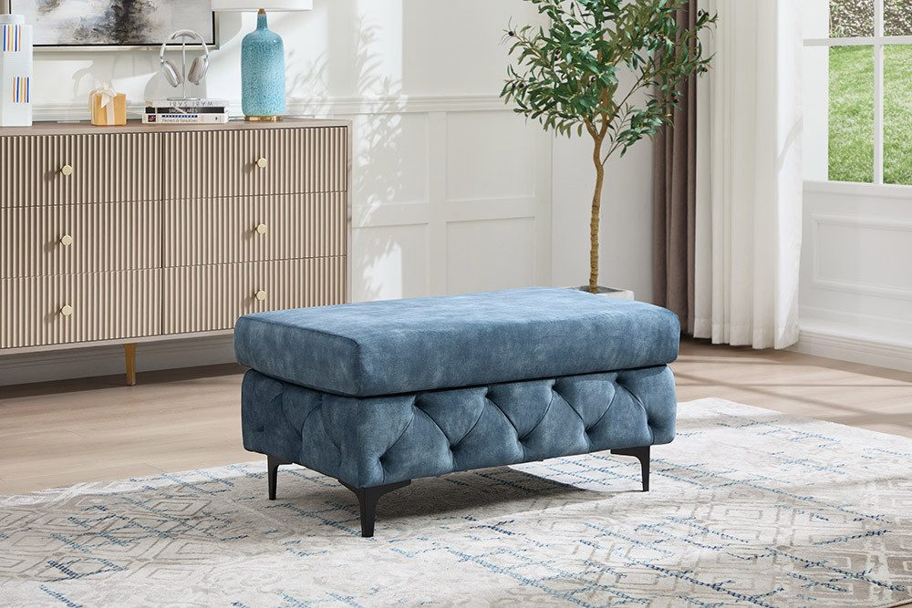 riess-ambiente Fußhocker MODERN BAROCK 95cm petrol - Samt, Federkern, Chesterfield, retro (Einzelartikel, 1 St), Hocker mit Ziersteppung - ideal für Modern Barock Schlaf- & Wohnzimmer