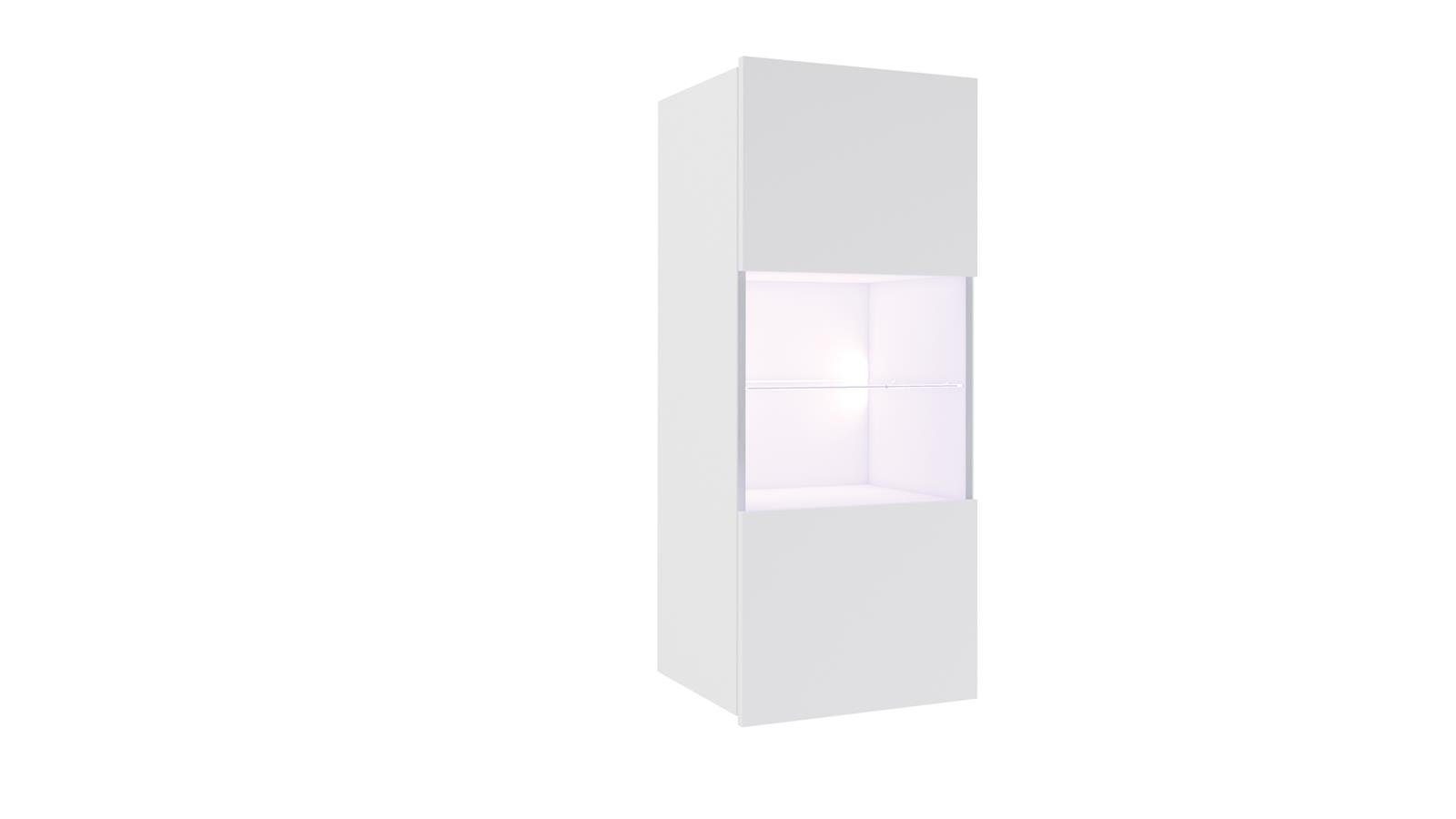 Beautysofa Wohnwand Calabrini V, und ohne stehend mit (hängend oder 3x montierbar, und Regal inklusive LED Weiß Glastüren, mit mit TV-Schränke), 2x Vitrine