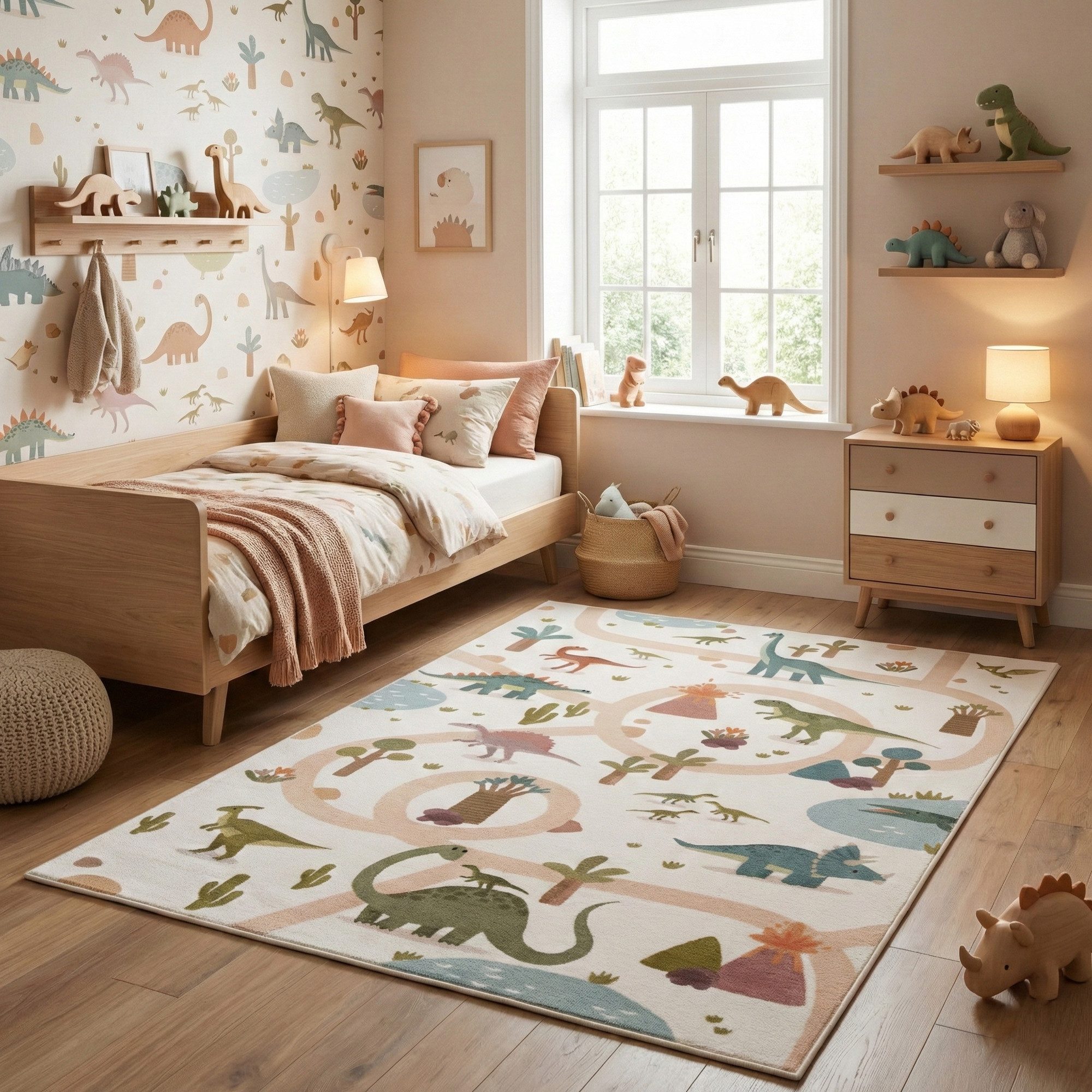 Carpettex Kinderteppich Bunte Dino Welt, Rechteckig, Höhe: 8 mm