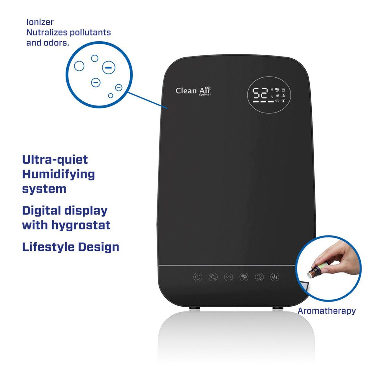 Clean Air Optima Luftbefeuchter mit Ionisator CA-606B, 5,5 l Wassertank, Heizelement für warme Luftbefeuchtung