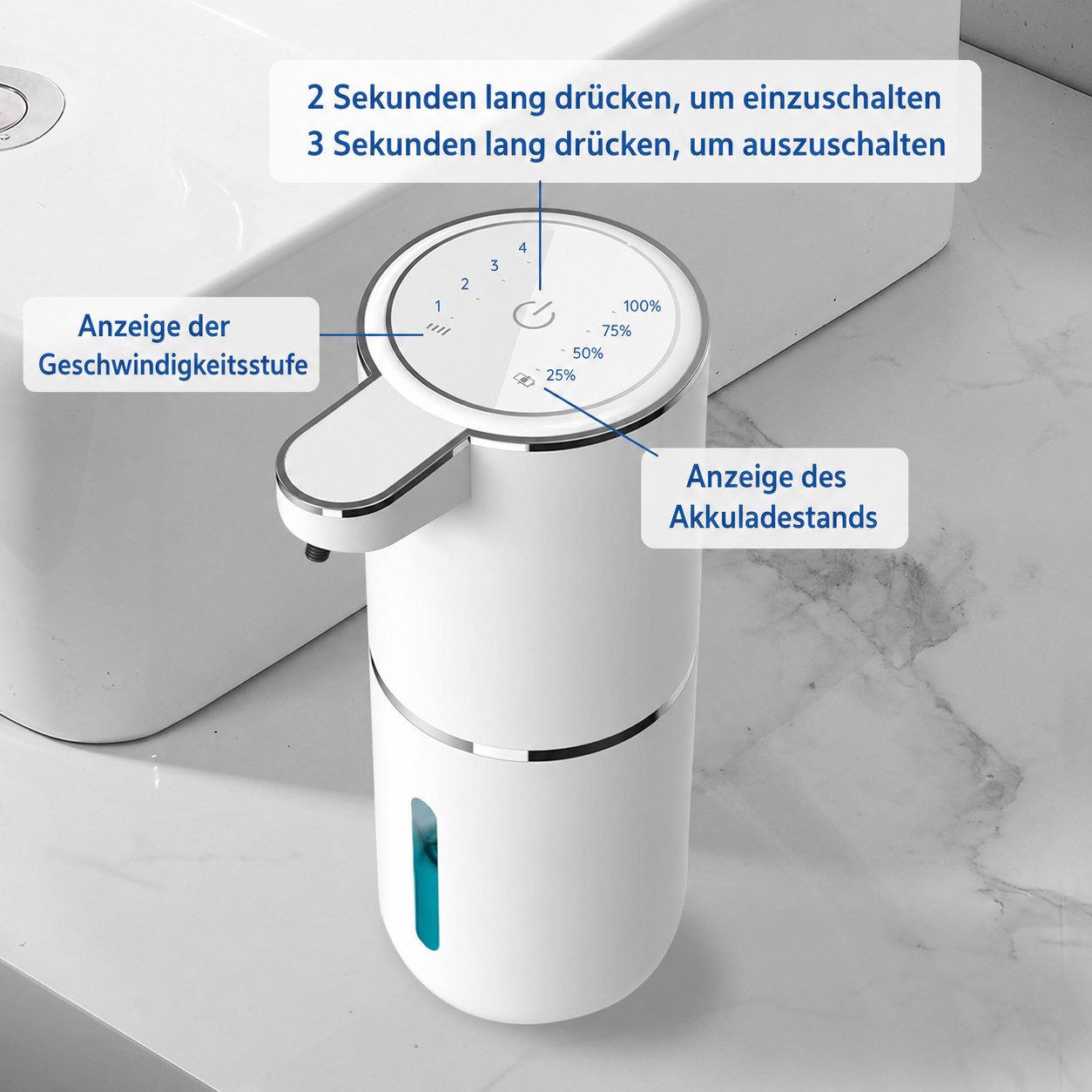 ARCASA Seifenspender Seifenspender Automatischer Seifenspender Sensor USB-C 400ml Elektro, (Elektrischer Seifenspender Set berührungslos für Flüssigseife innen, Sensor Seifenspender Set inklusive USB-C Ladekabel und Klebepad 1tlg), Wassergeschütztes IPX5 Gehäuse mit 4 Dosierstufen und Infrarotsensor