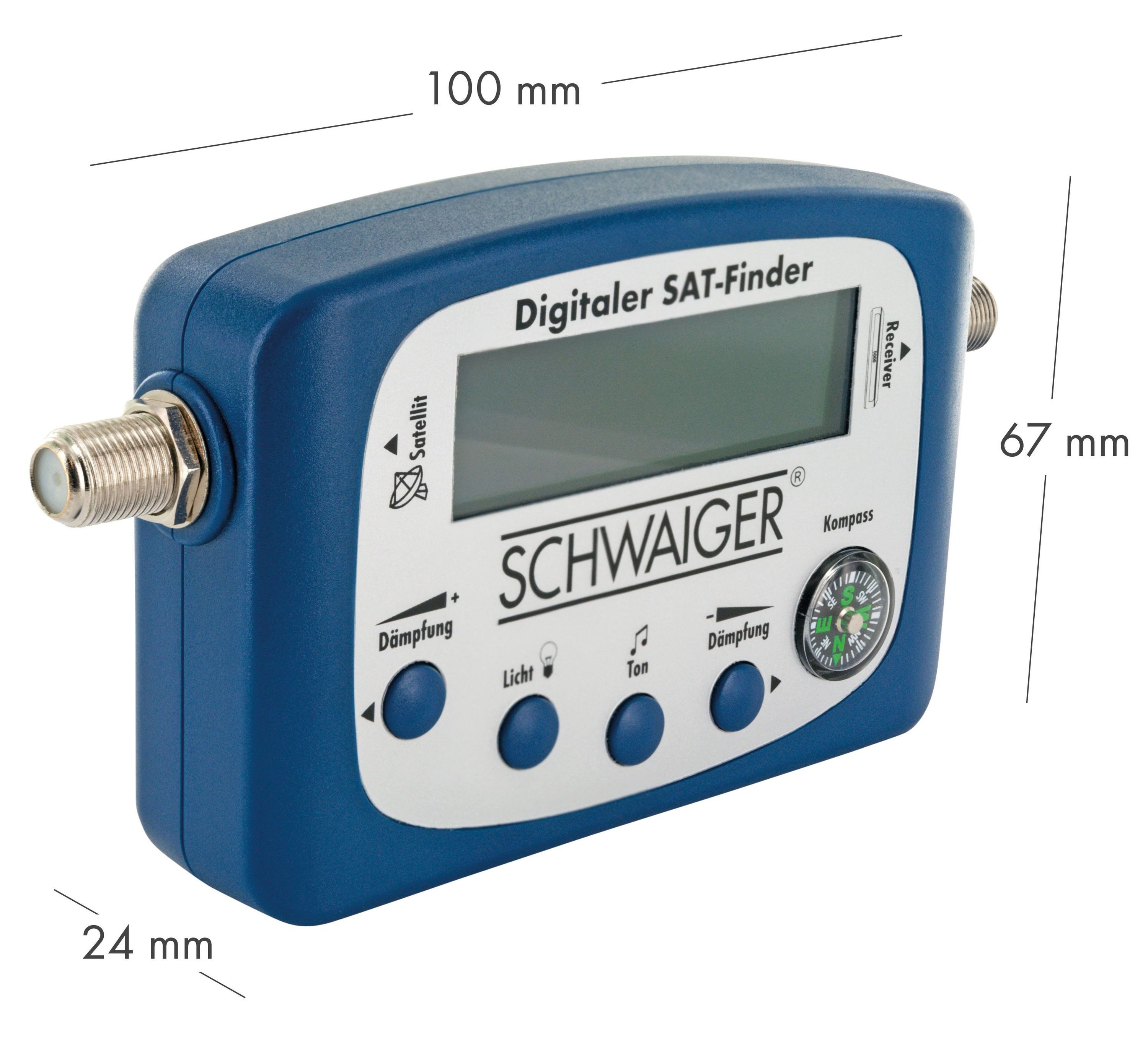 Schwaiger Satfinder SF80 531 (besonders für ASTRA und EUTELSAT geeignet, Stromversorgung über angeschlossenen Receiver), Kompass für exakte horizontale Ausrichtung