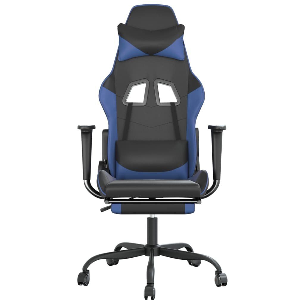 vidaXL Gaming-Stuhl Schwarz Kunstleder blau | blau Schwarz Blau Fußstütze und Schwarz Massage & & (1 St) Gaming-Stuhl mit und