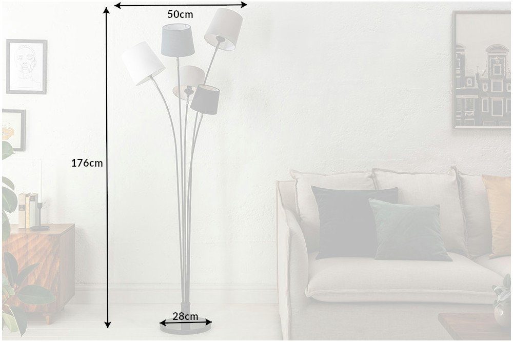 riess-ambiente Stehlampe LEVELS 176cm schwarz grau, ohne Leuchtmittel, Stehleuchte · Retro · Leinenstoff-Schirm · Marmor. € 119,95